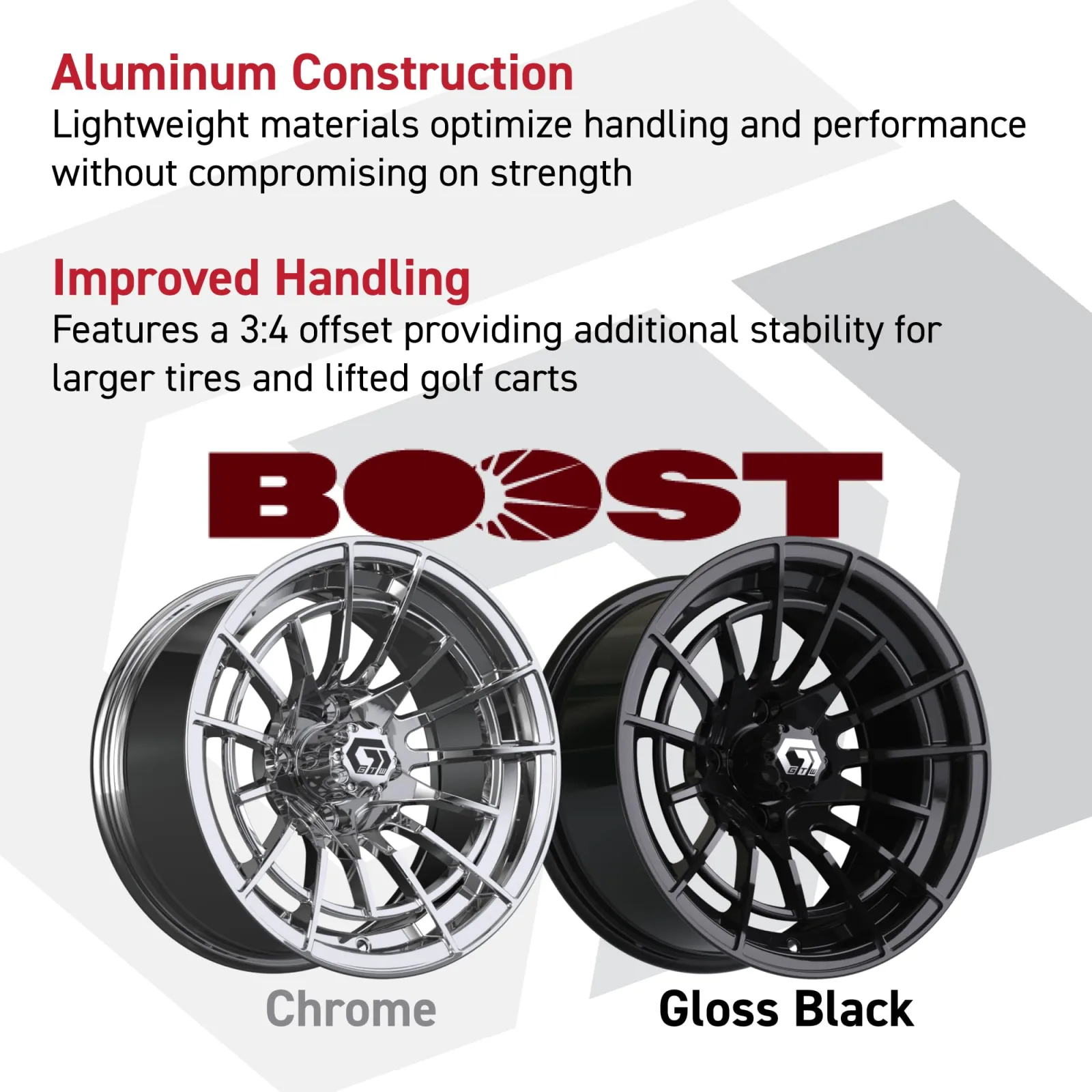 GTW Boost 12-Inch Chrome Golf Cart Wheel Set 19-387 image 2