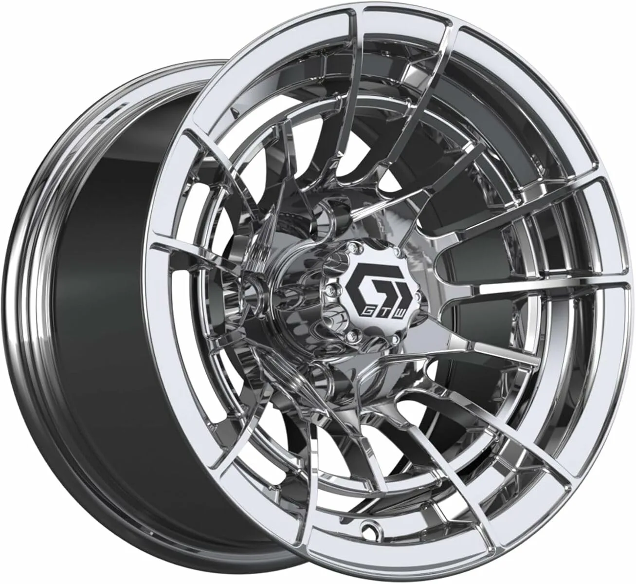 GTW Boost 12-Inch Chrome Golf Cart Wheel Set 19-387 image 4