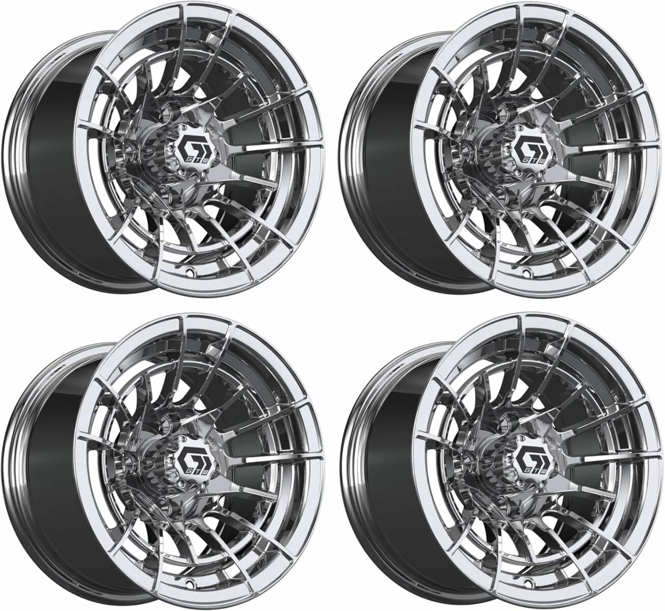 GTW Boost 12-Inch Chrome Golf Cart Wheel Set 19-387