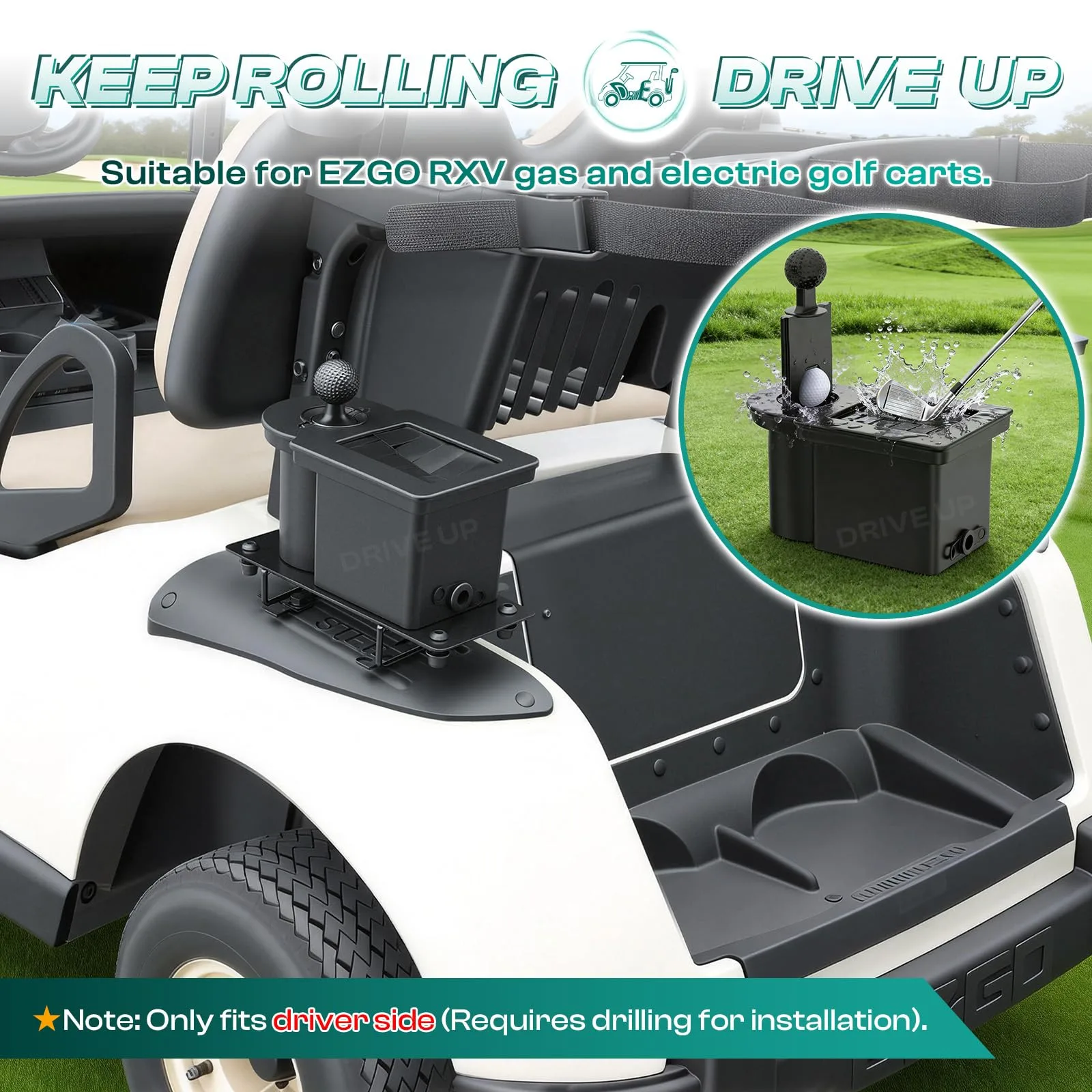 DRIVE UP Golf Ball Washer Kit for EZGO RXV image 2