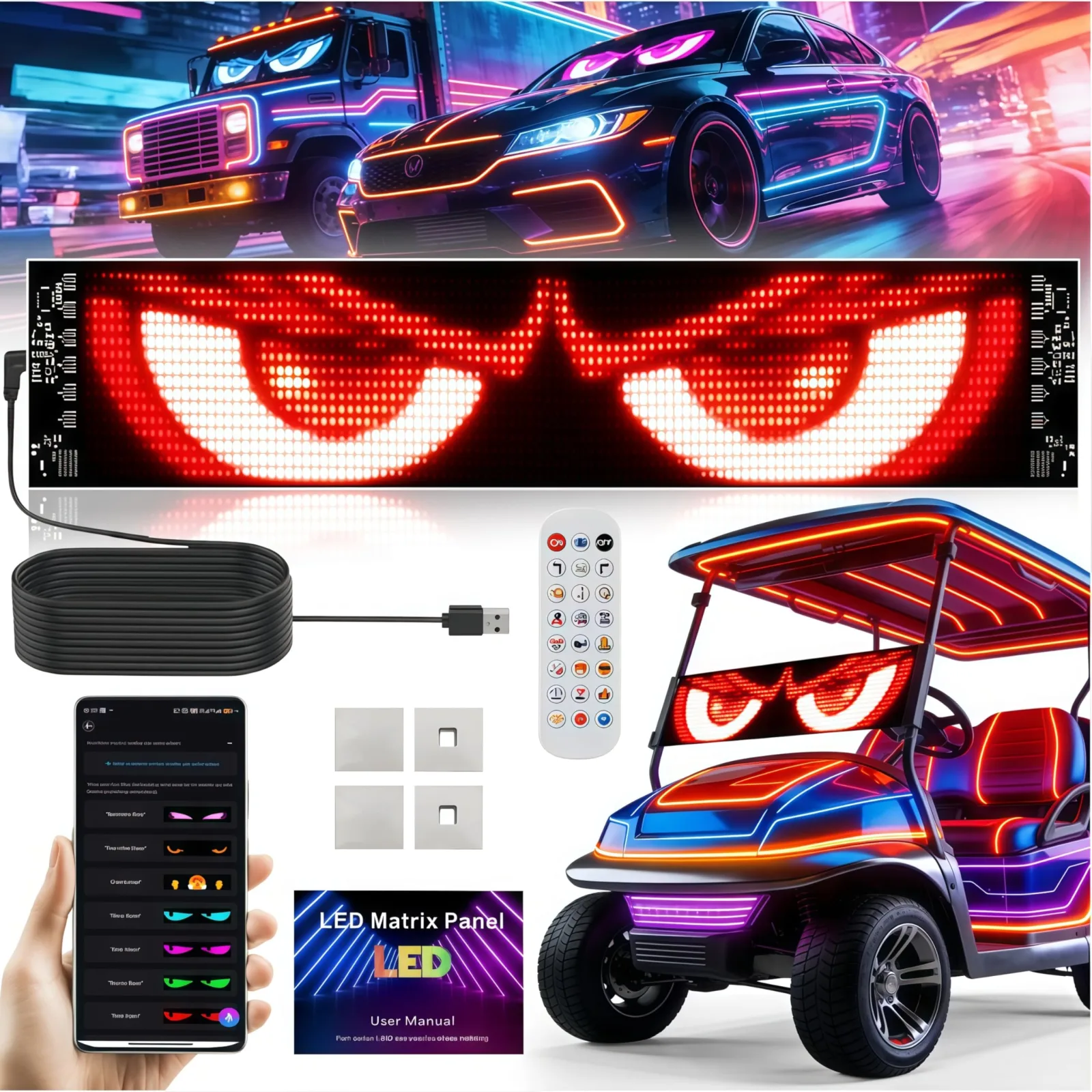 GENOUR AI Voice-Controlled Golf Cart Devil Eyes LED Light