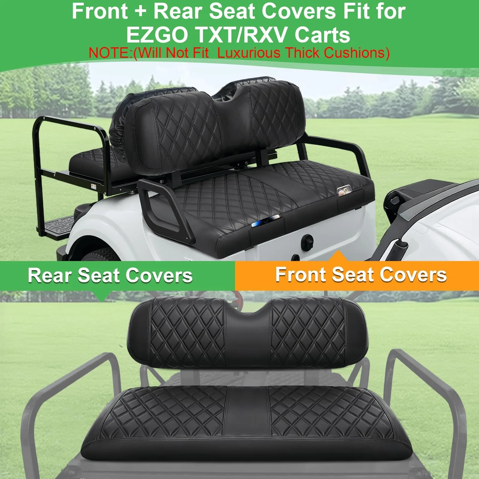 LEAPGOMAX E-Z-GO TXT/RXV Front & Rear Seat Covers image 2