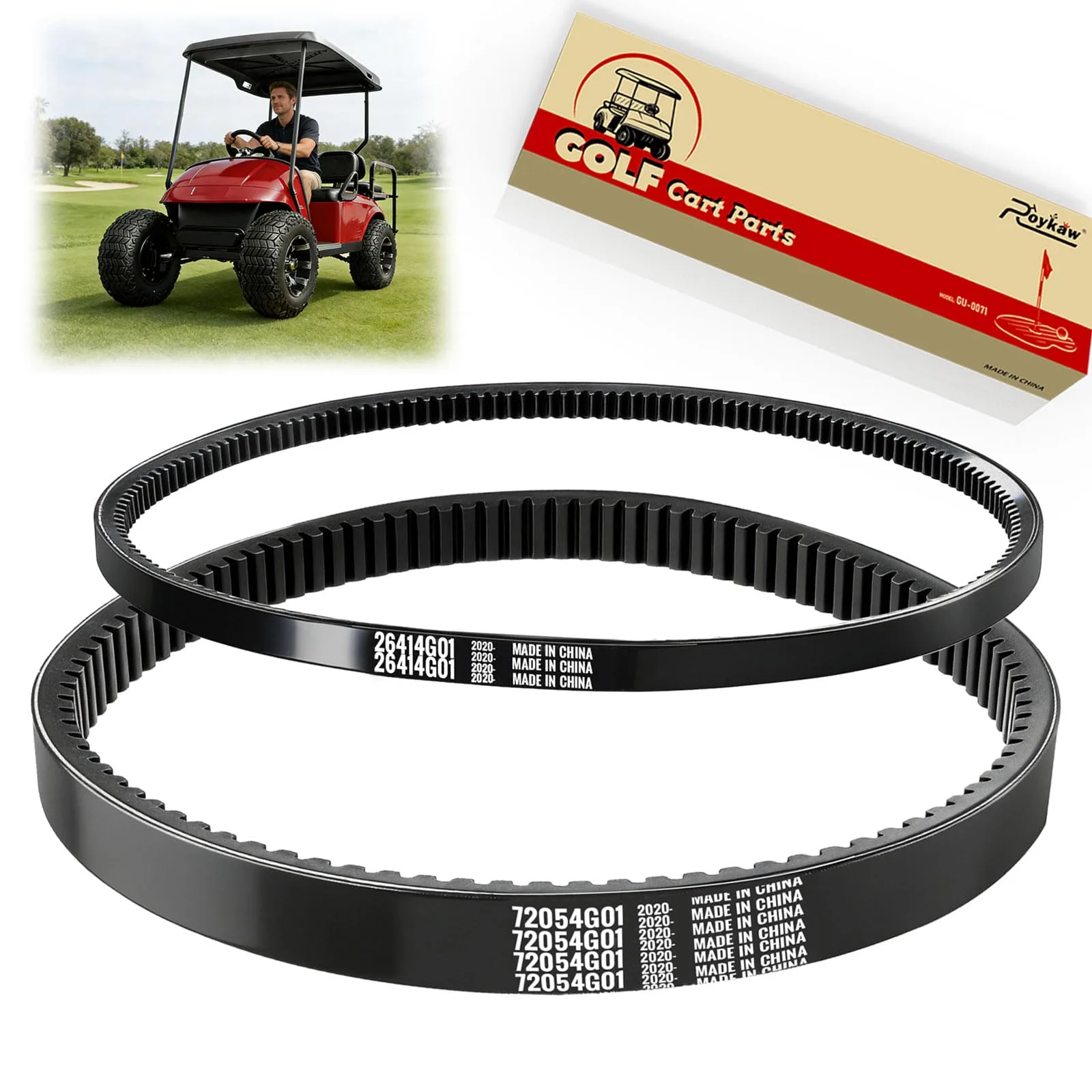 Roykaw Drive & Starter Belt Kit for EZGO TXT Gas Golf Cart