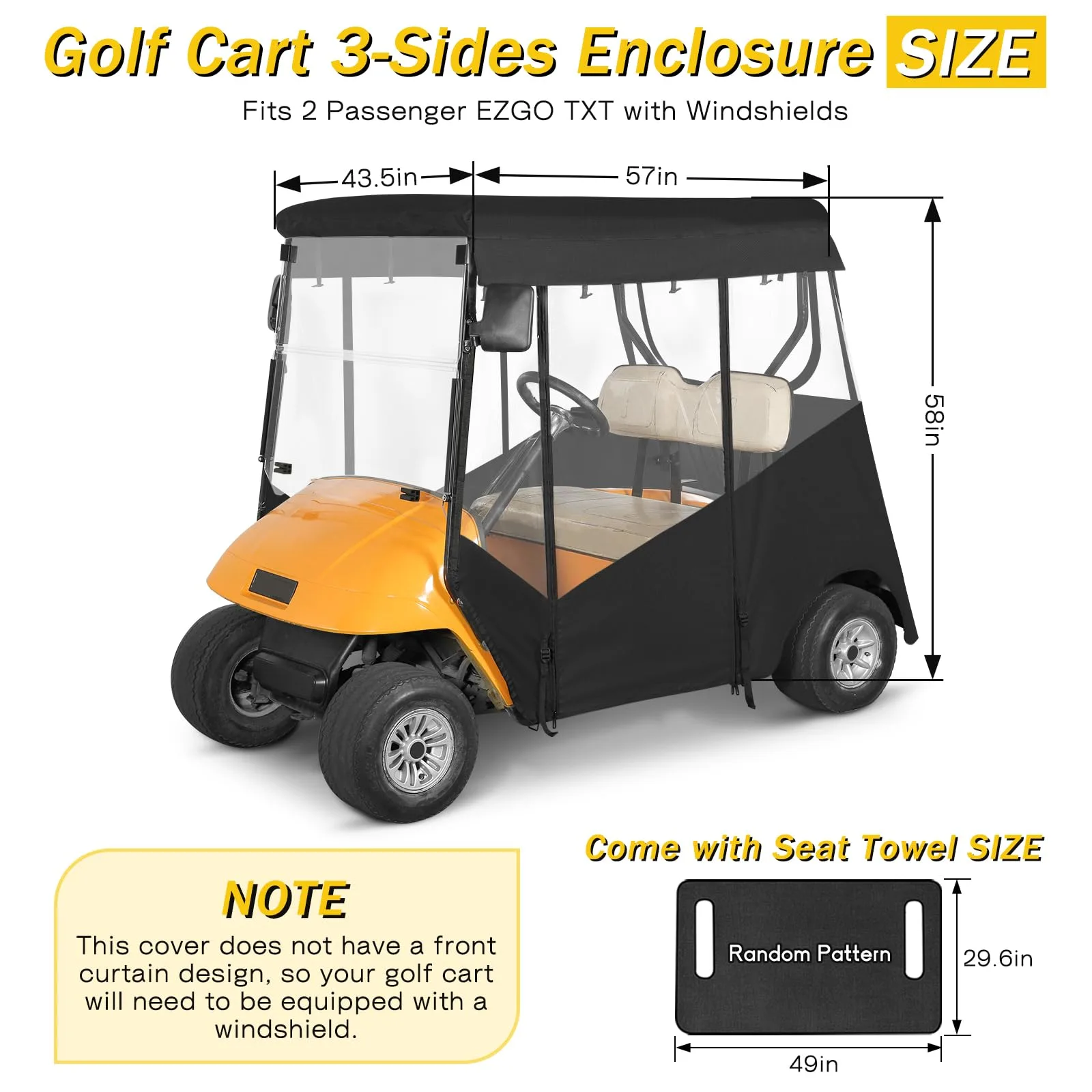 SANXIACAR Enclosure for E-Z-GO TXT 2-Seater Golf Cart image 2