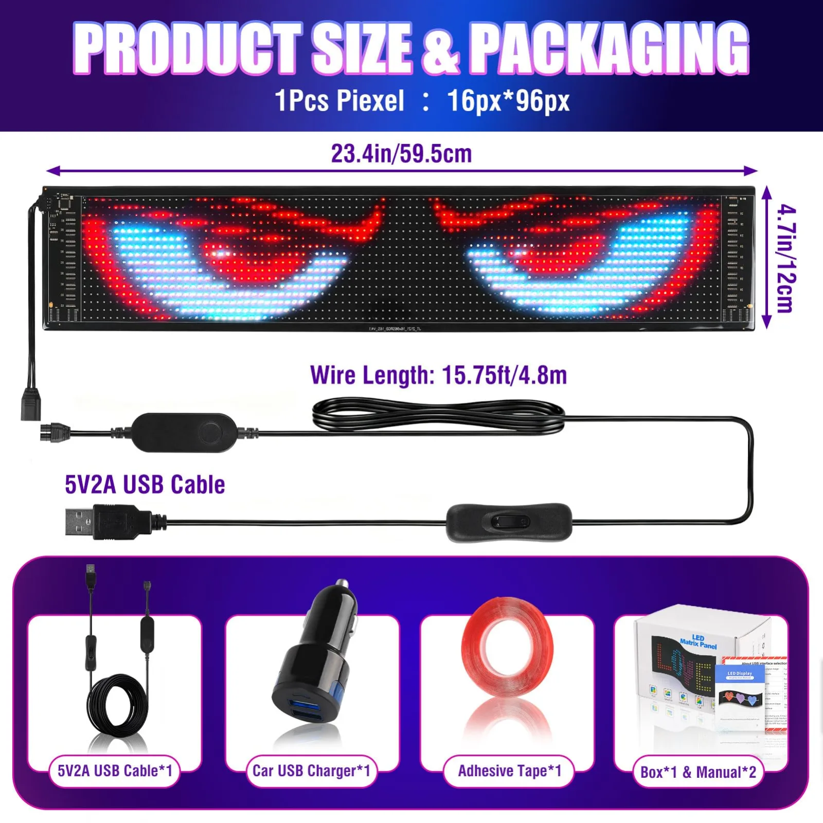 Archerest 23 x 5 in Flexible LED Golf Cart Eyes Light Sign - led eyes for golf-1259 image 2