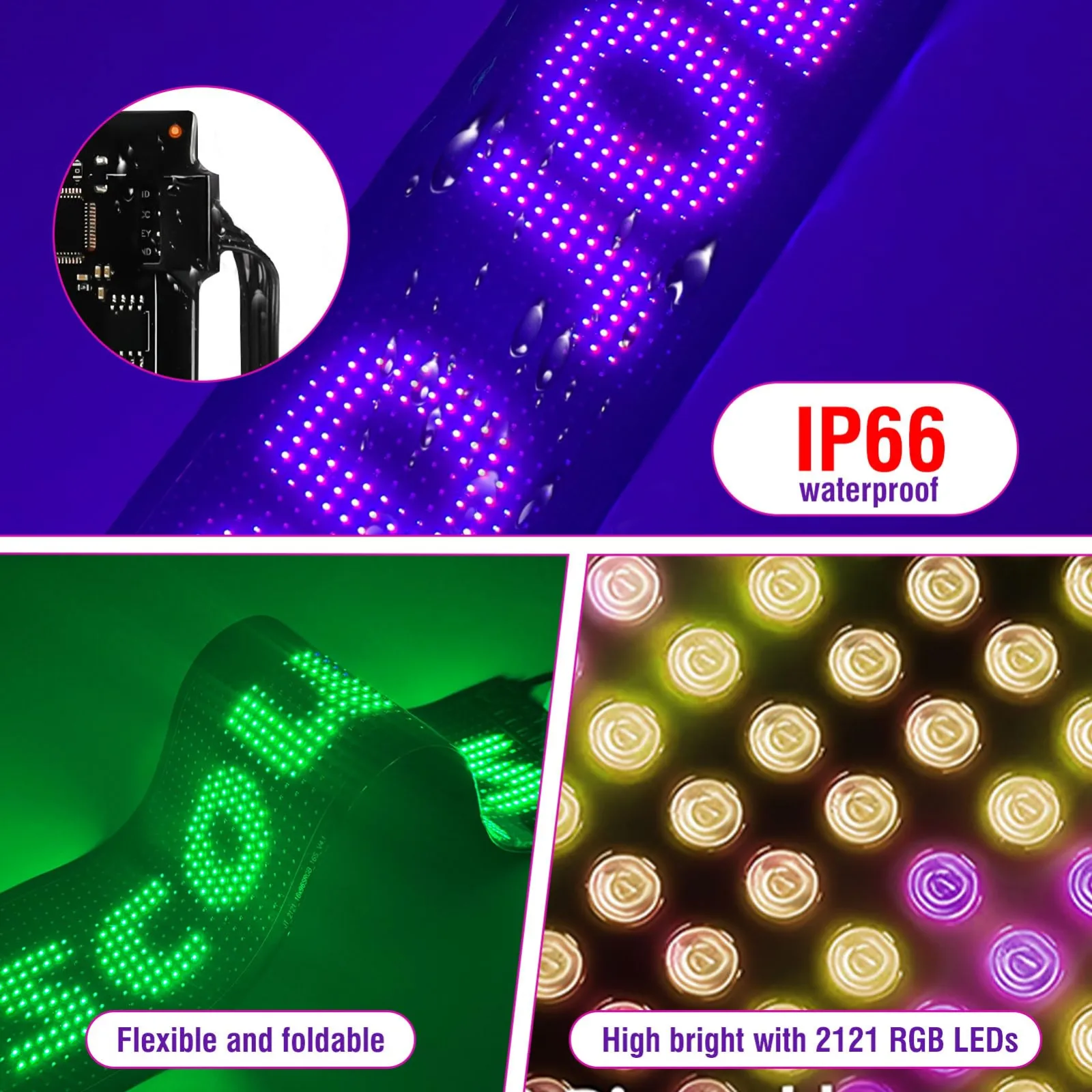 Archerest 23 x 5 in Flexible LED Golf Cart Eyes Light Sign - led eyes for golf-1259 image 3