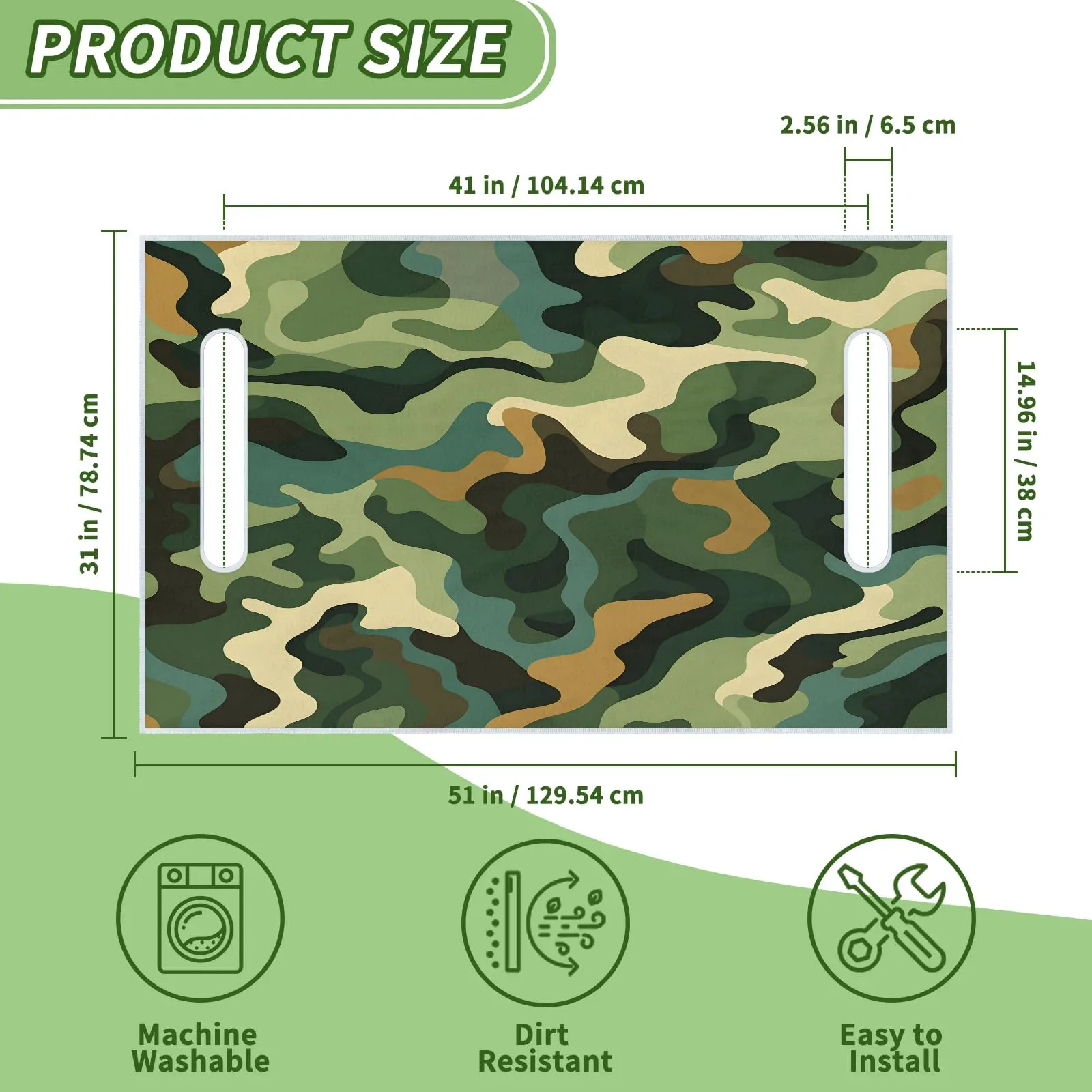 Abstract Green Camo Golf Cart Seat Covers Non-Slip Universal Towel Blanket for 2-Person Seats Golf Cart Accessories 51" x 31" image 2