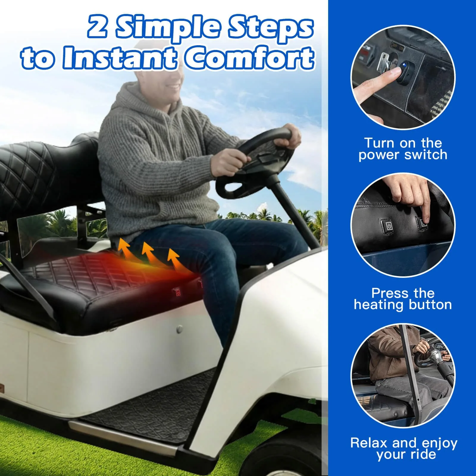 NOKINS Heated Seat Covers for Club Car Precedent & E-Z-GO image 2