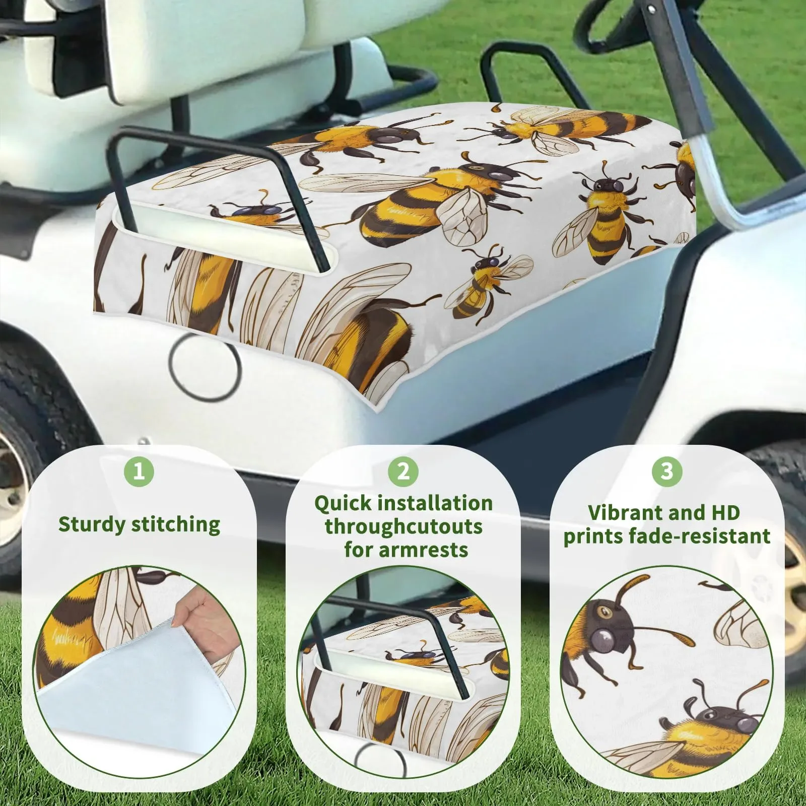 Tiveruda Golf Cart Seat Cover for Double Seats image 3