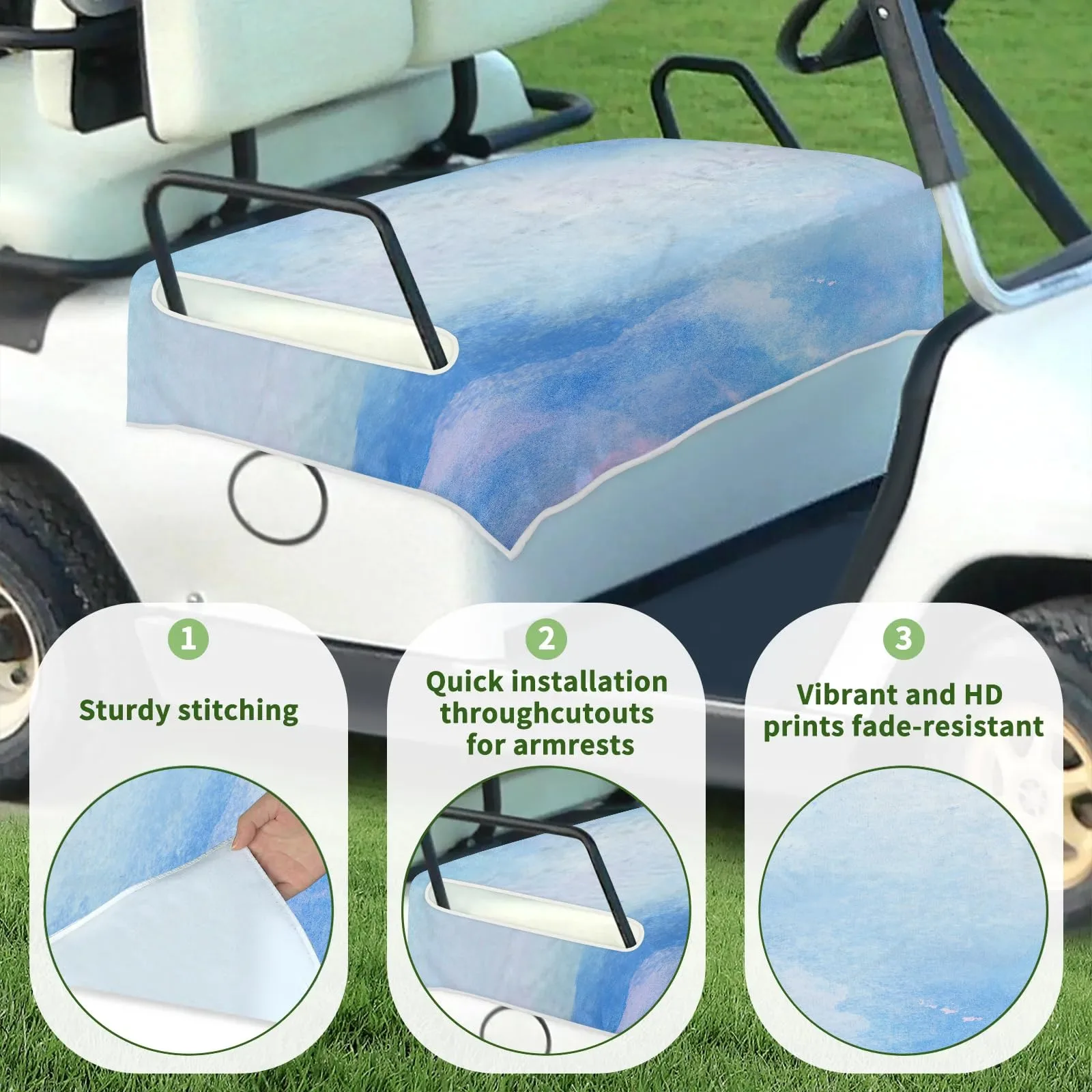 Tiveruda Golf Cart Seat Cover for Double Seats image 3