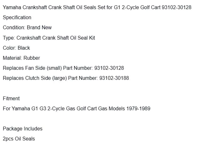 IBZRWXWU Crankshaft Oil Seals for Yamaha G1 Golf Cart image 4