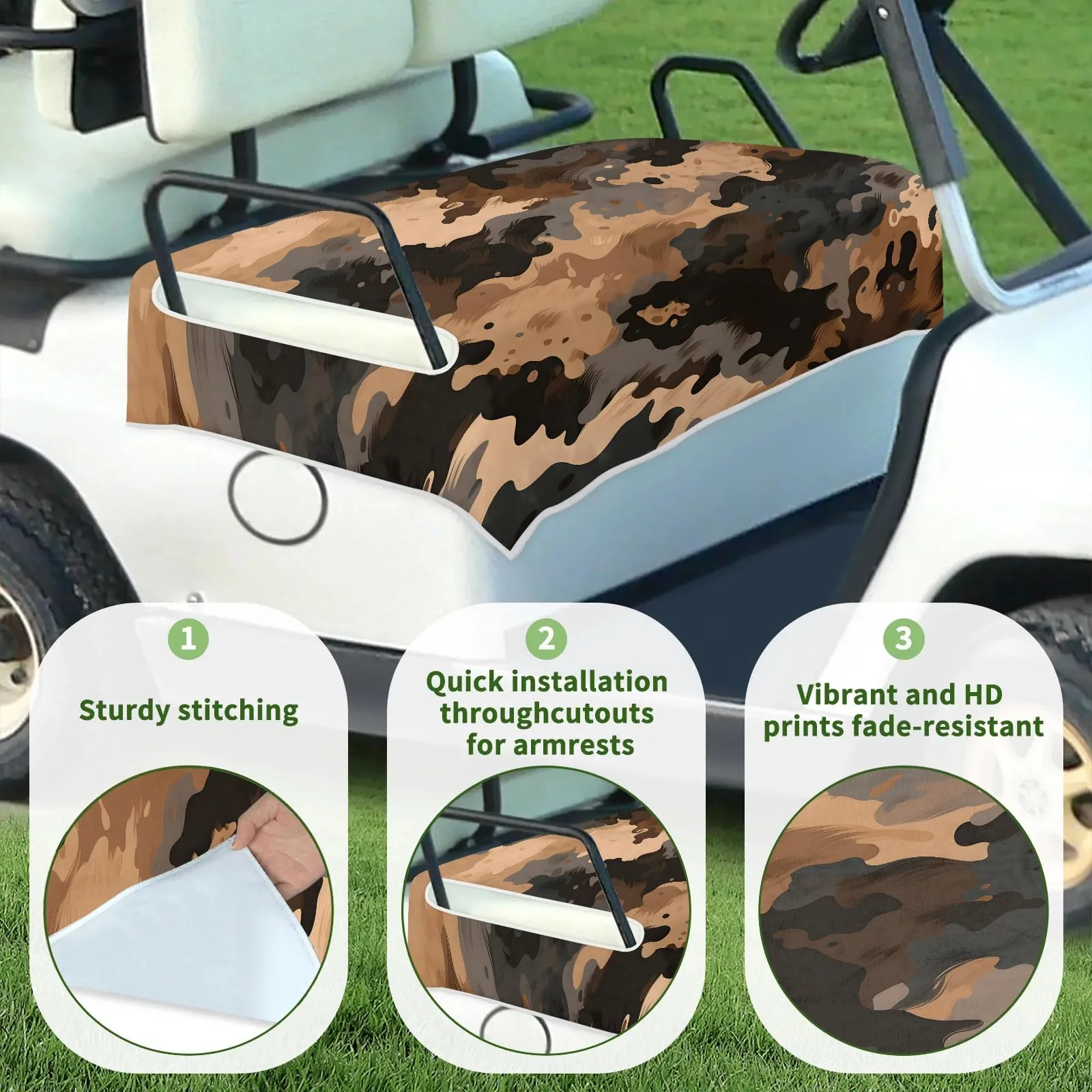 Tiveruda Brown Camo Universal Golf Cart Seat Cover 51" x 31" image 3