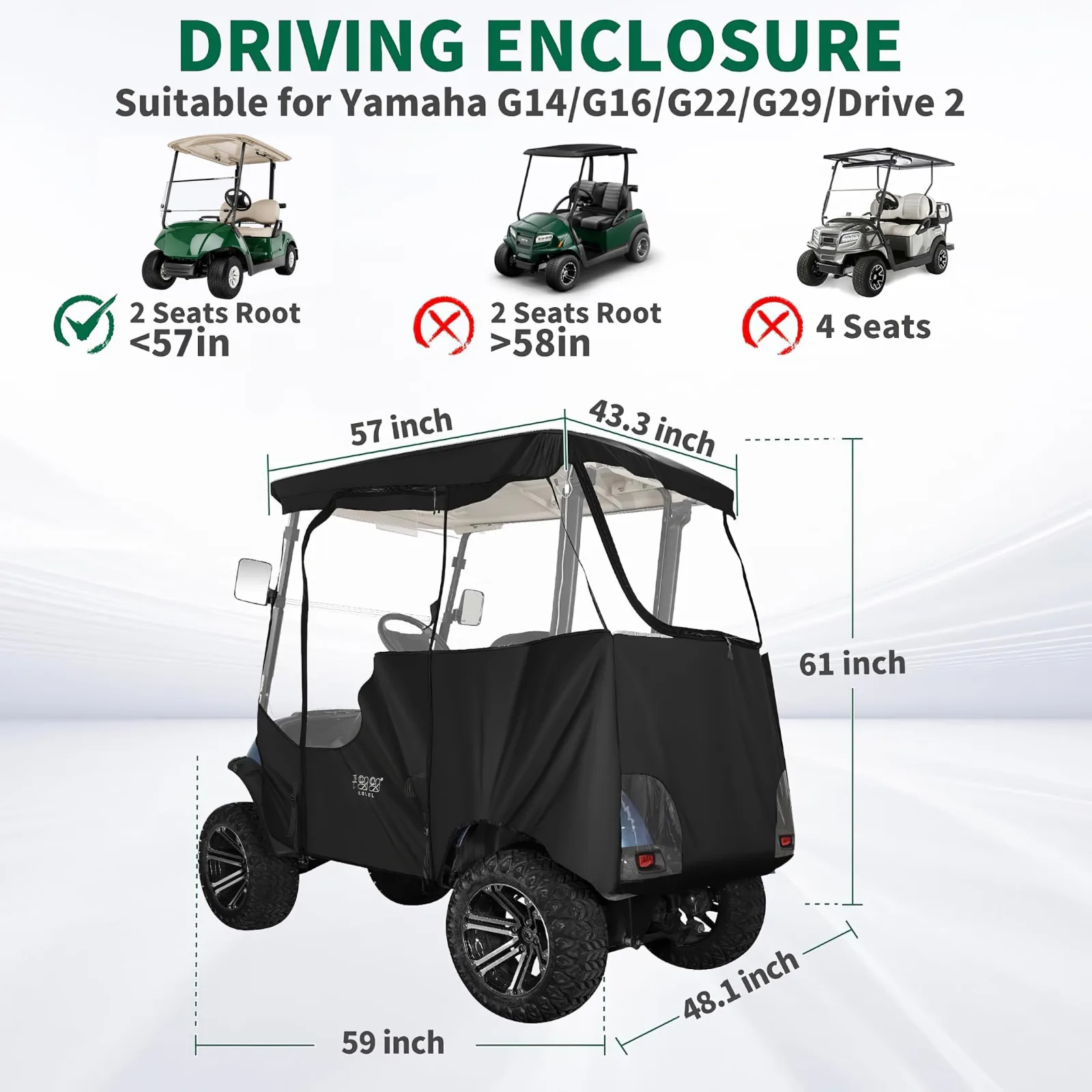 10L0L Golf Cart Enclosure for Yamaha Drive 2 and G29 image 2