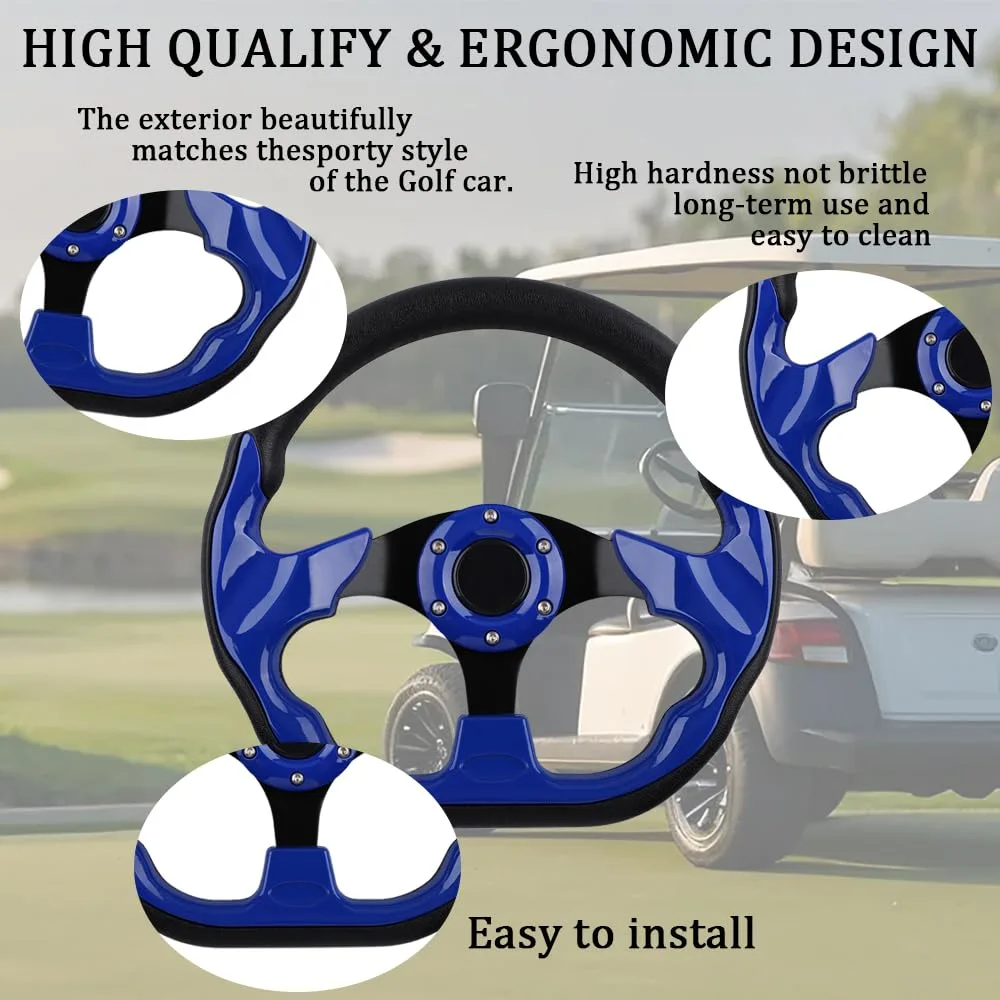 BOBUPLY 12.5-Inch Blue Golf Cart Steering Wheel image 3
