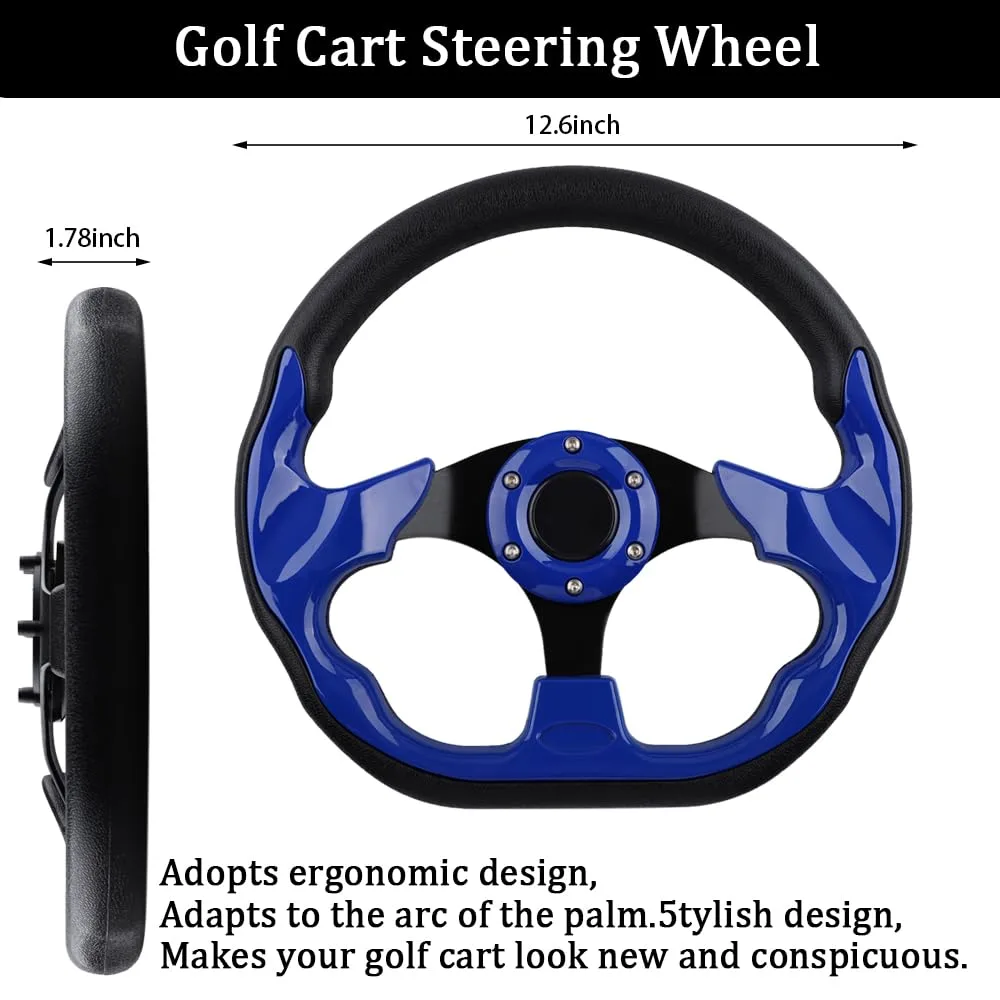 BOBUPLY 12.5-Inch Blue Golf Cart Steering Wheel image 4