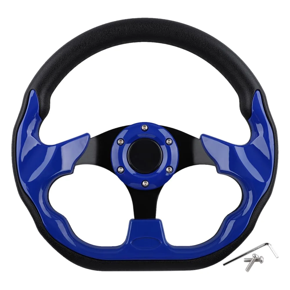 BOBUPLY 12.5-Inch Blue Golf Cart Steering Wheel
