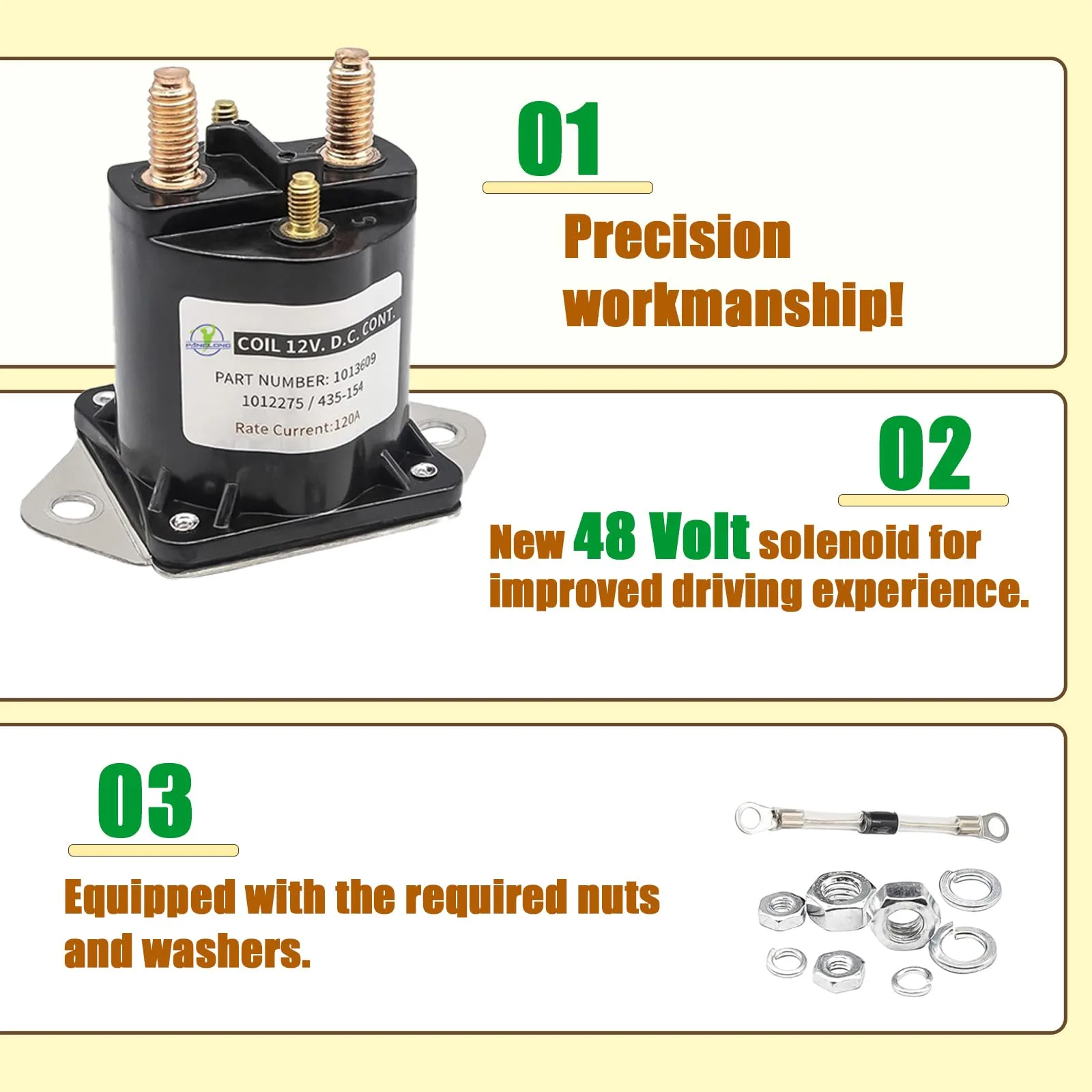 Panglong 12V Solenoid Relay for Club Car Tempo, DS & Precedent image 2
