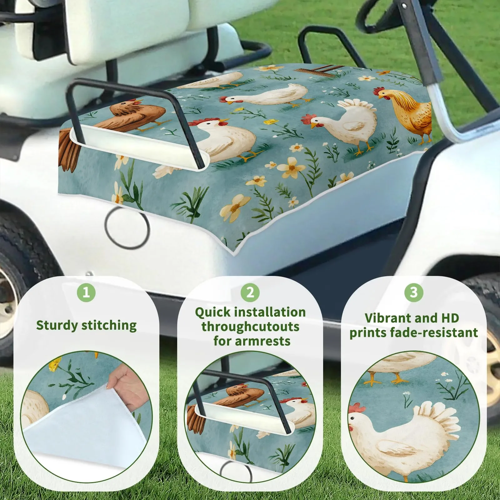 Tiveruda Golf Cart Seat Cover for Double Seats image 3