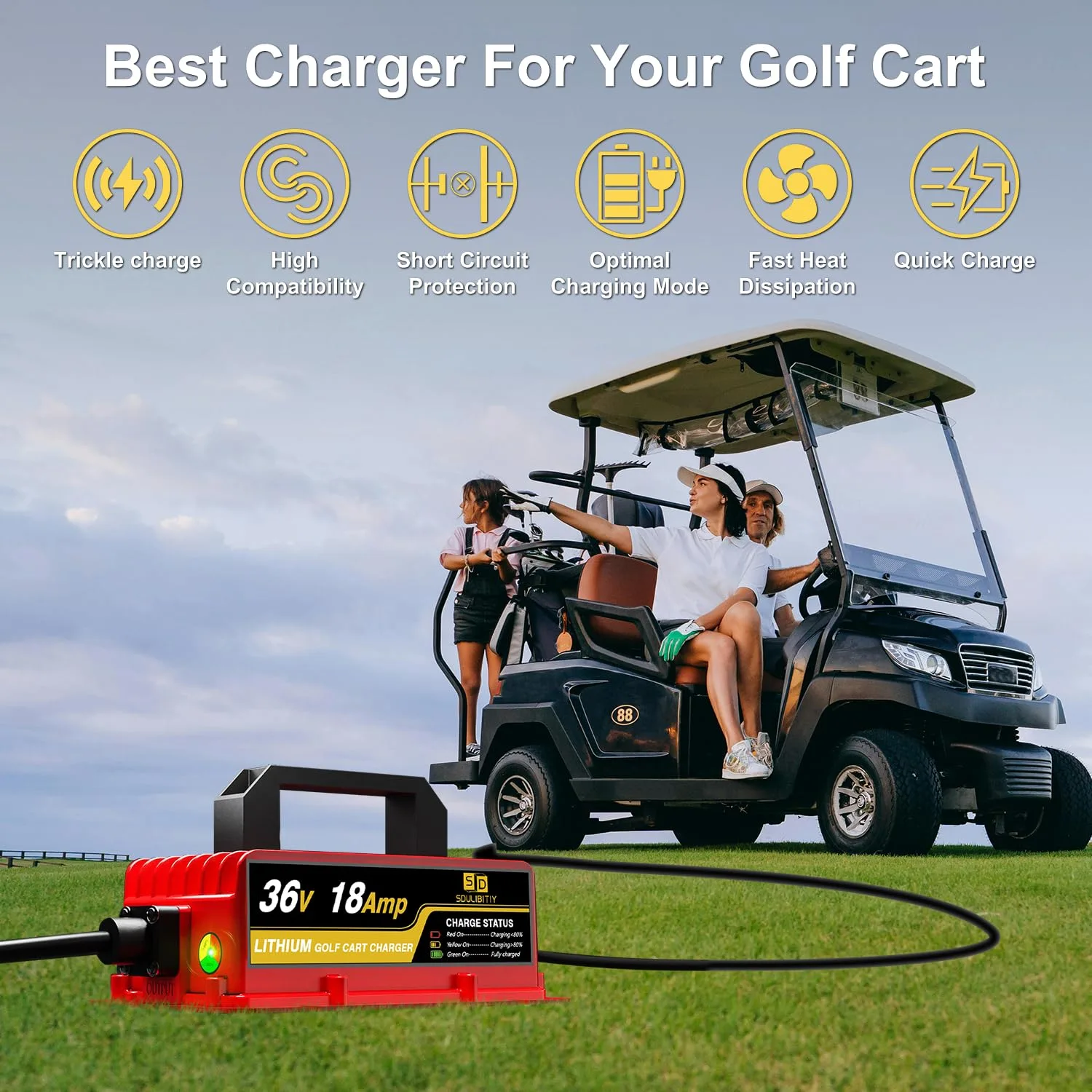 SDULIBITIY 36V 18A Charger for E-Z-GO TXT Li-Ion Carts image 2