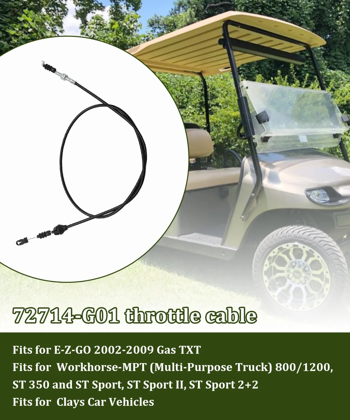 Hustimo Throttle Cable for E-Z-GO TXT, HFH49 image 2