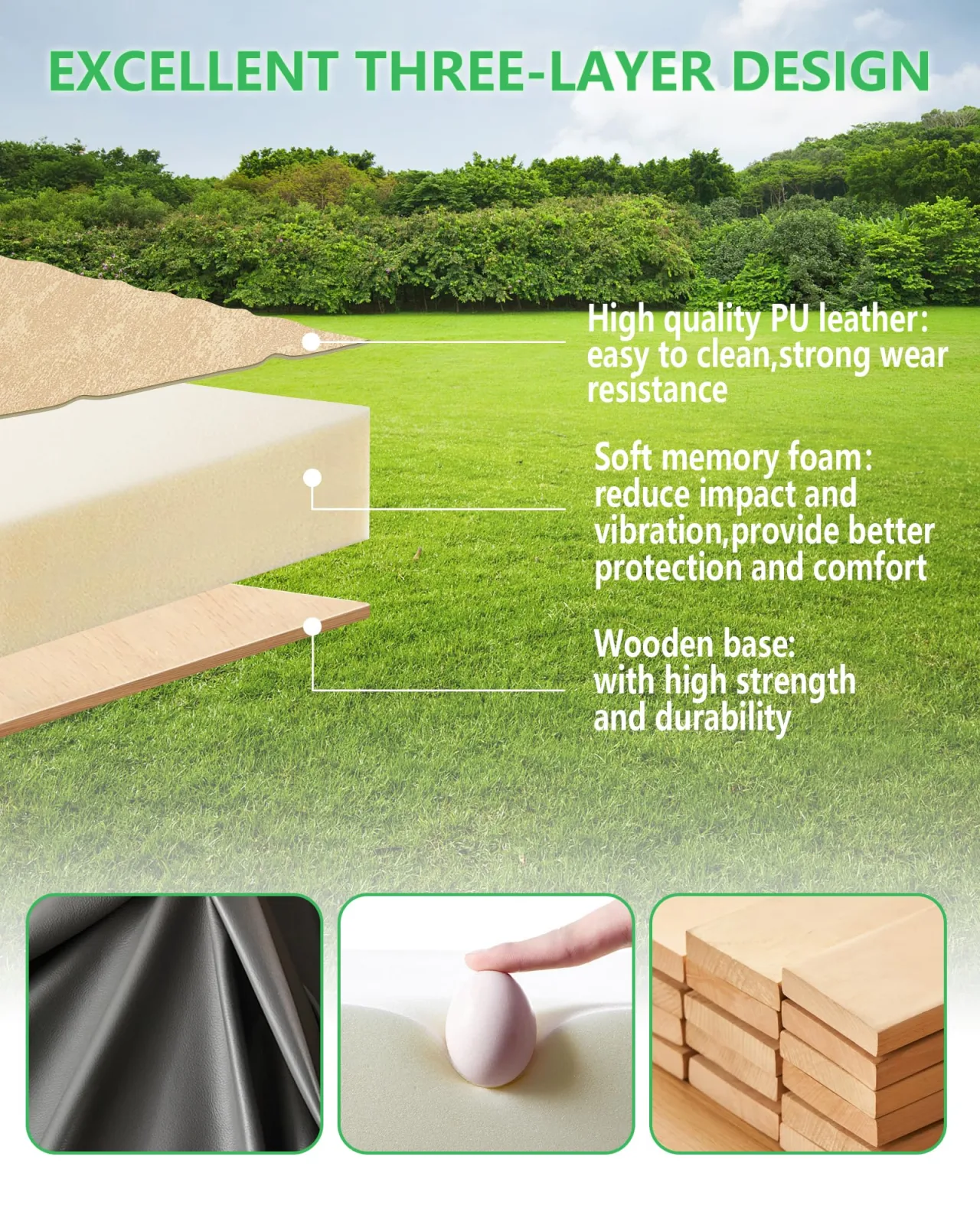 HEOHOU Tan Front Seat Cushion for E-Z-GO TXT 1994-2013 image 4