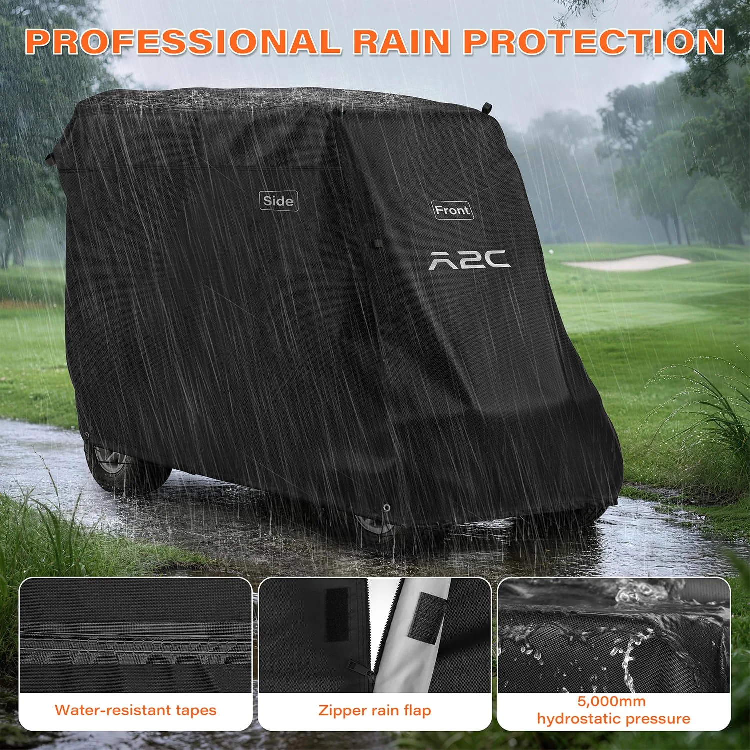 A2C Golf Cart Cover for 4-Passenger Carts, 112-Inch image 3