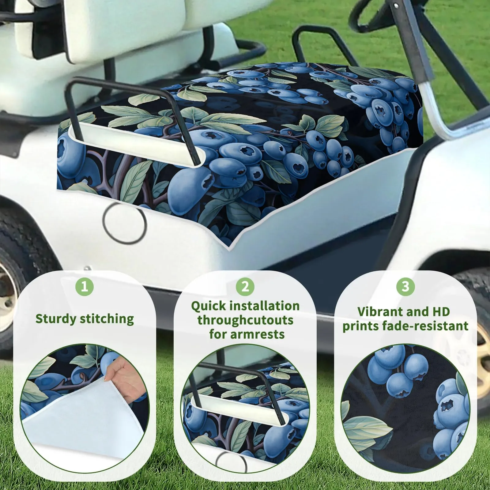 Tiveruda Golf Cart Seat Cover for Double Seats image 3