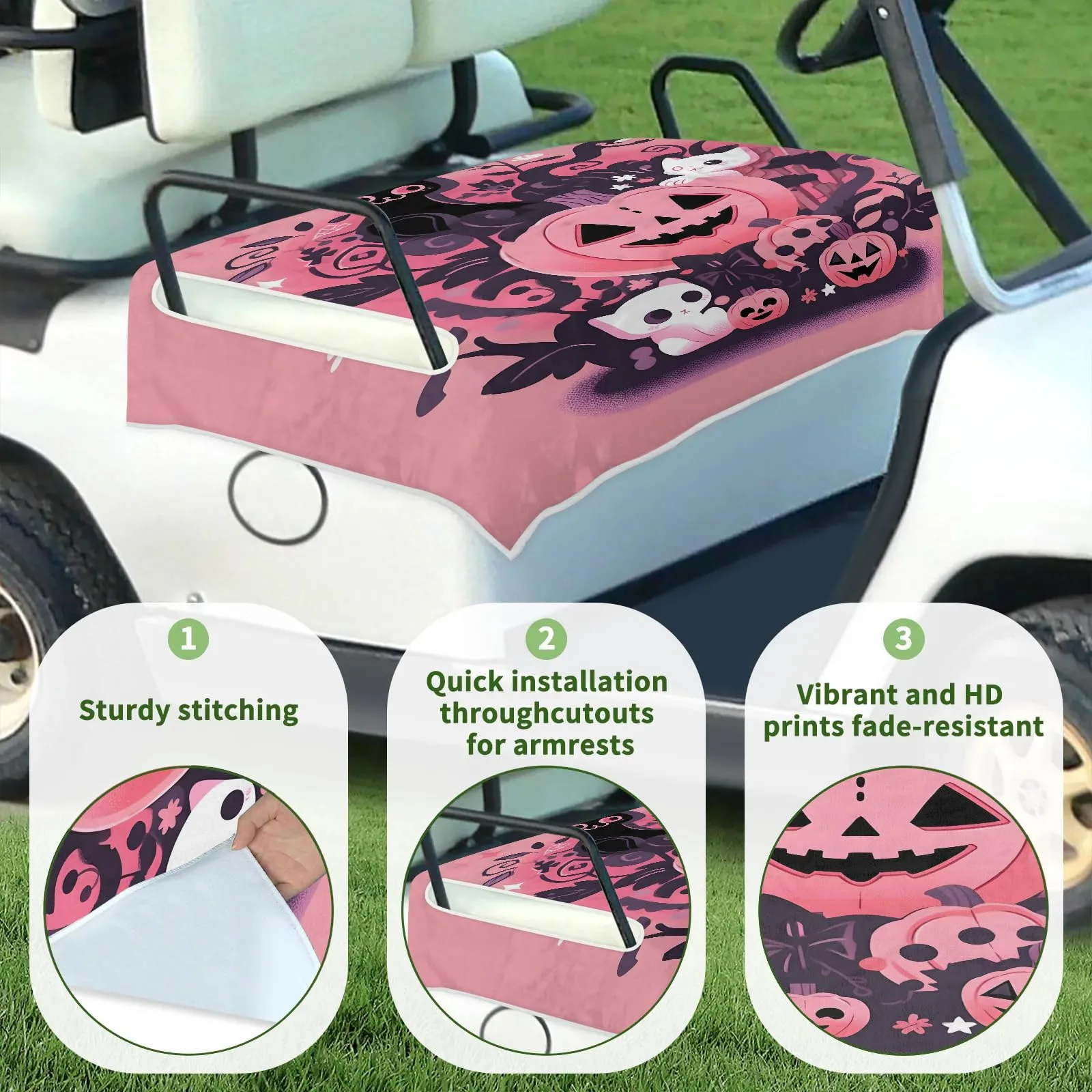 Tiveruda Halloween Pumpkin Cat Golf Cart Seat Cover image 3