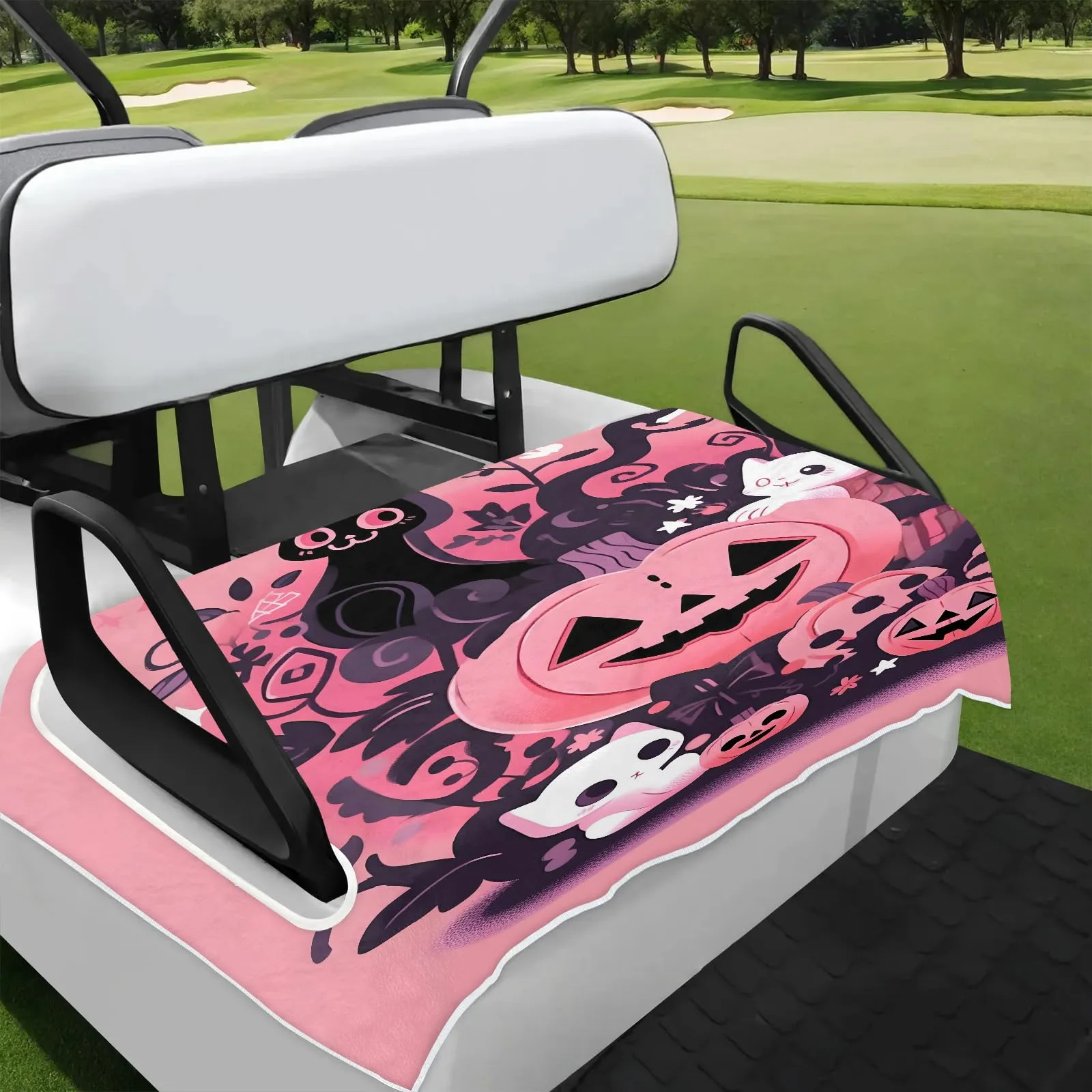 Tiveruda Halloween Pumpkin Cat Golf Cart Seat Cover