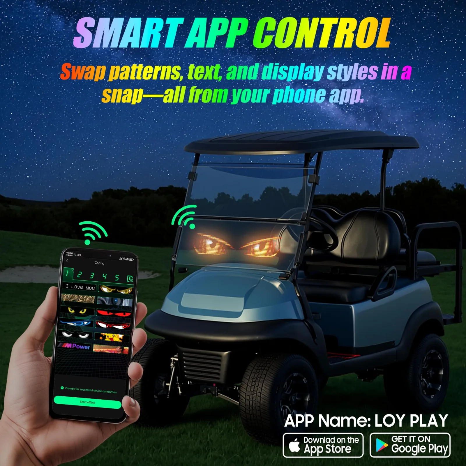 10L0L Programmable Golf Cart Windshield Light Sign image 3