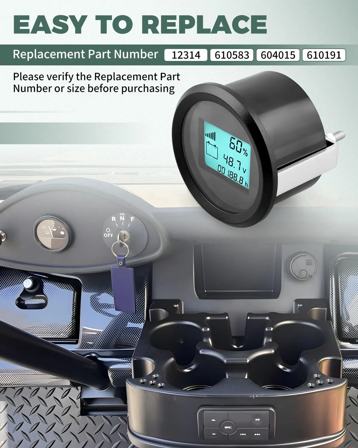 Fozipamy Battery Gauge Meter for E-Z-GO RXV 48V image 3