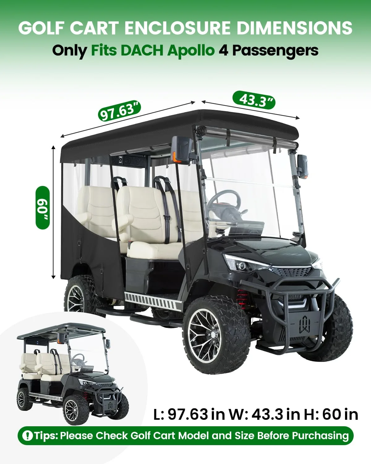 WEIMELL Enclosure for DACH Apollo 4-Passenger Golf Cart image 3
