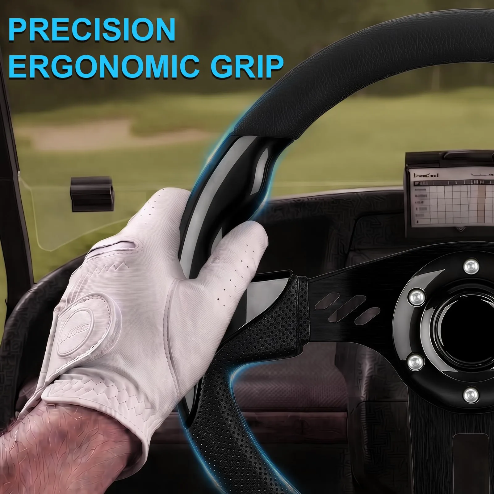 iLSKW 12.5-Inch Golf Cart Steering Wheel, Black image 2