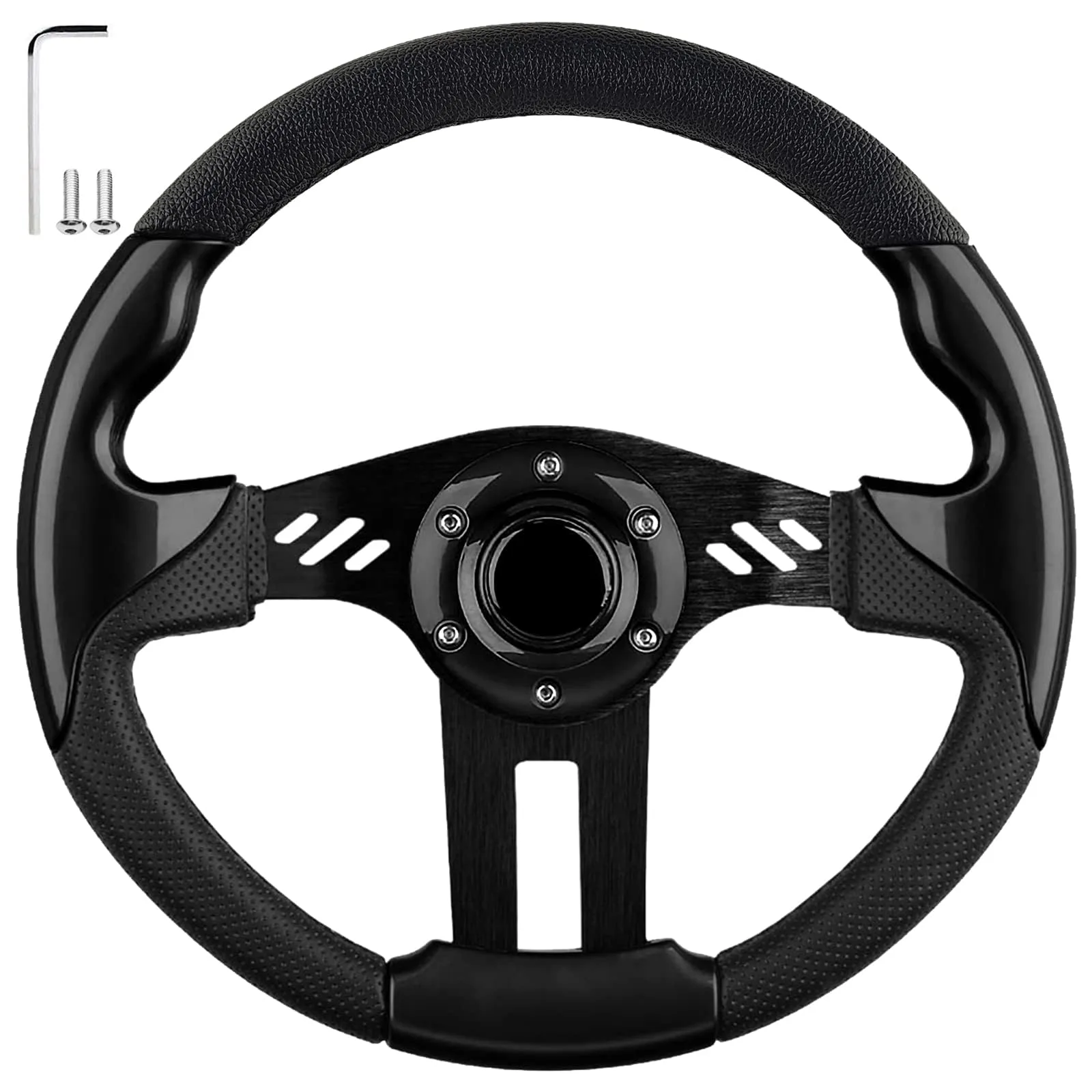 iLSKW 12.5-Inch Golf Cart Steering Wheel, Black
