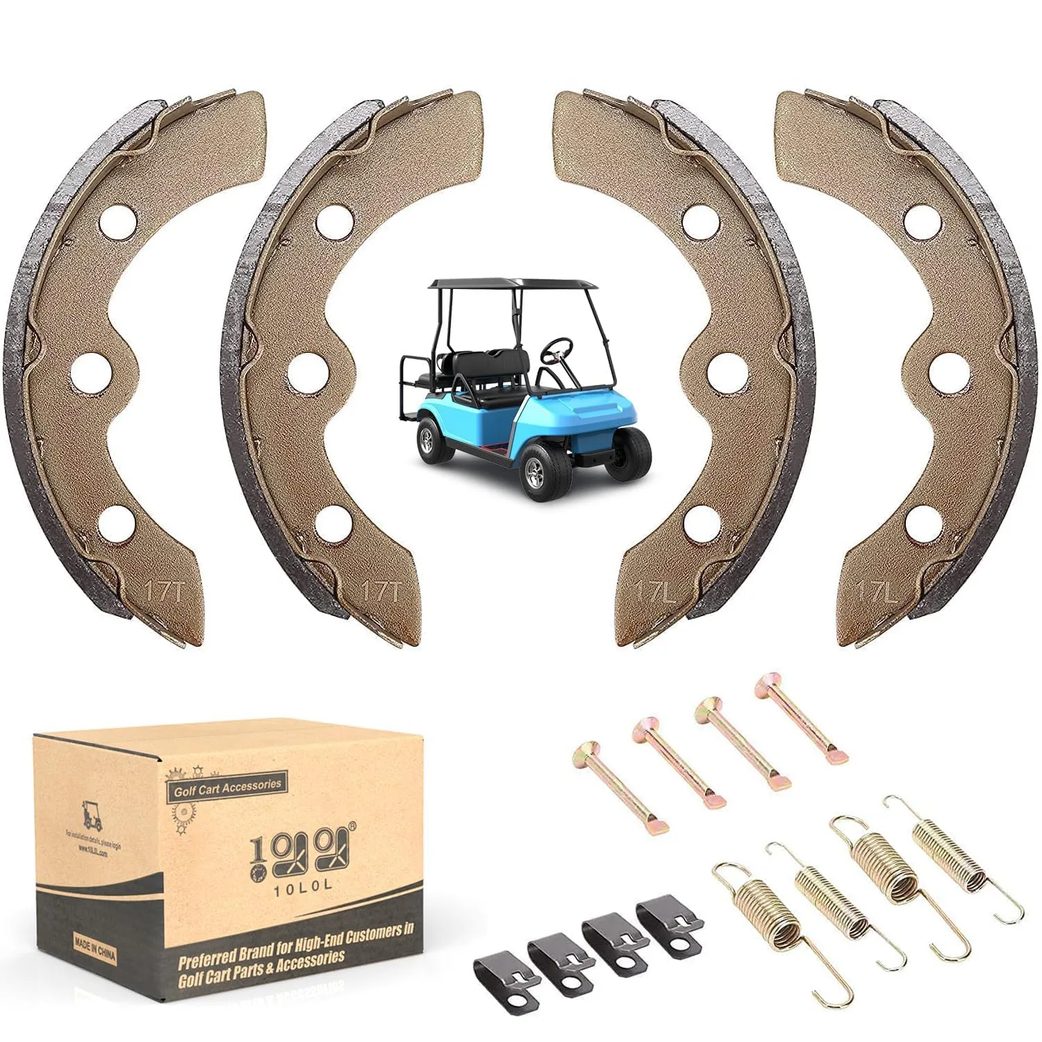10L0L Golf Cart Brake Shoes and Spring Kit