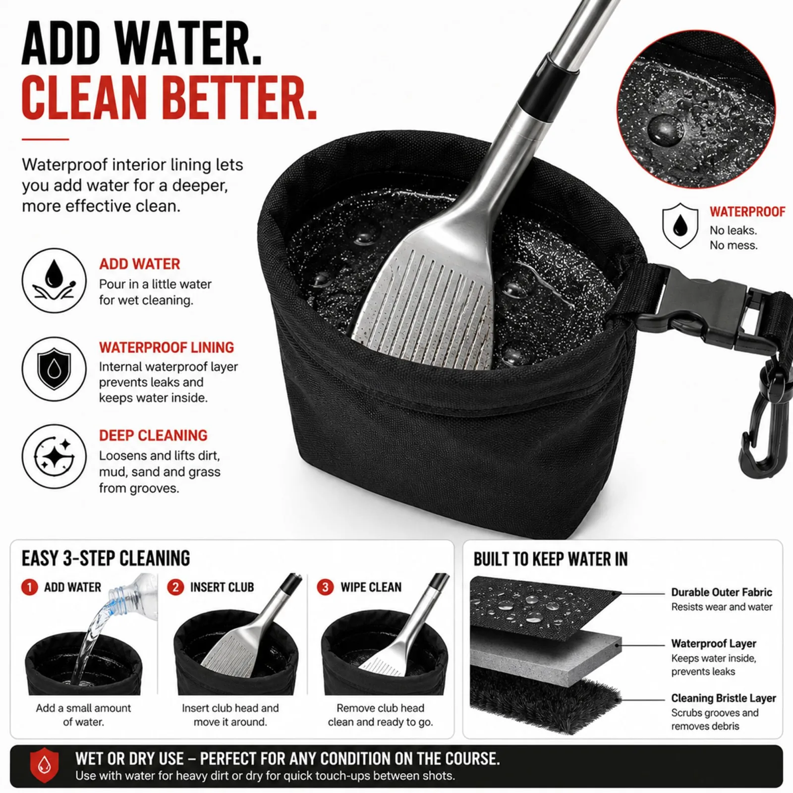 Generic Golf Club Cleaner Bag for Srixon Z745 image 4