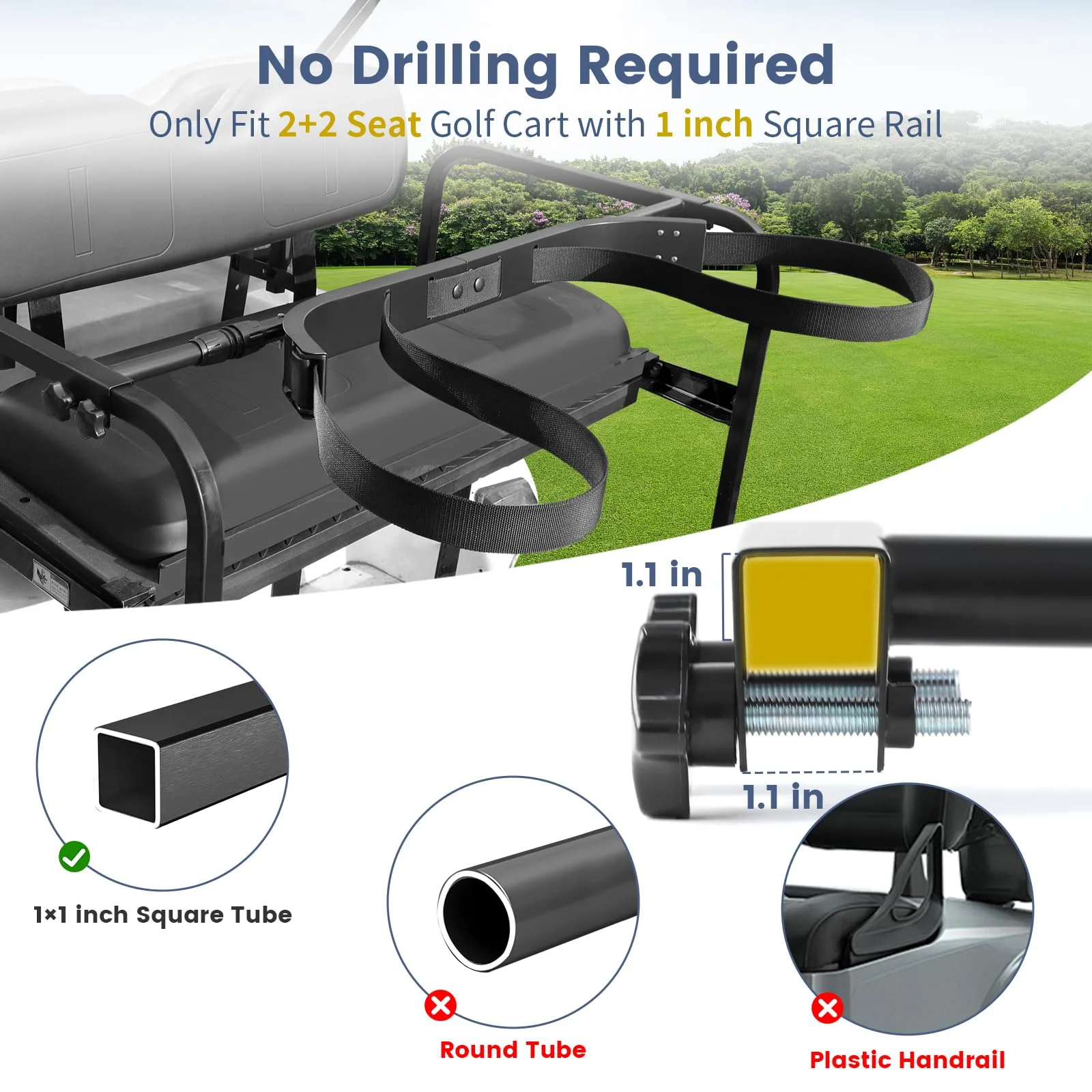 Cartalia Rear-Seat Golf Bag Holder for 2+2 Golf Carts image 2