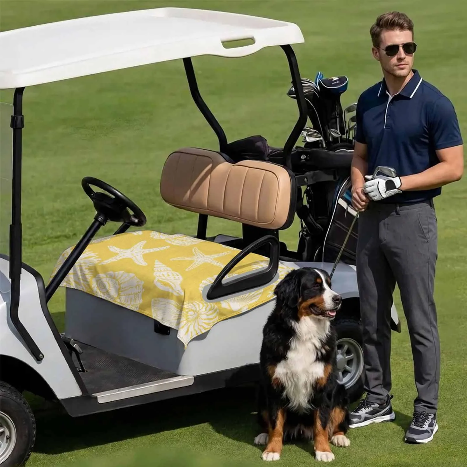 DecorLovee Yellow Starfish Golf Cart Seat Cover image 3