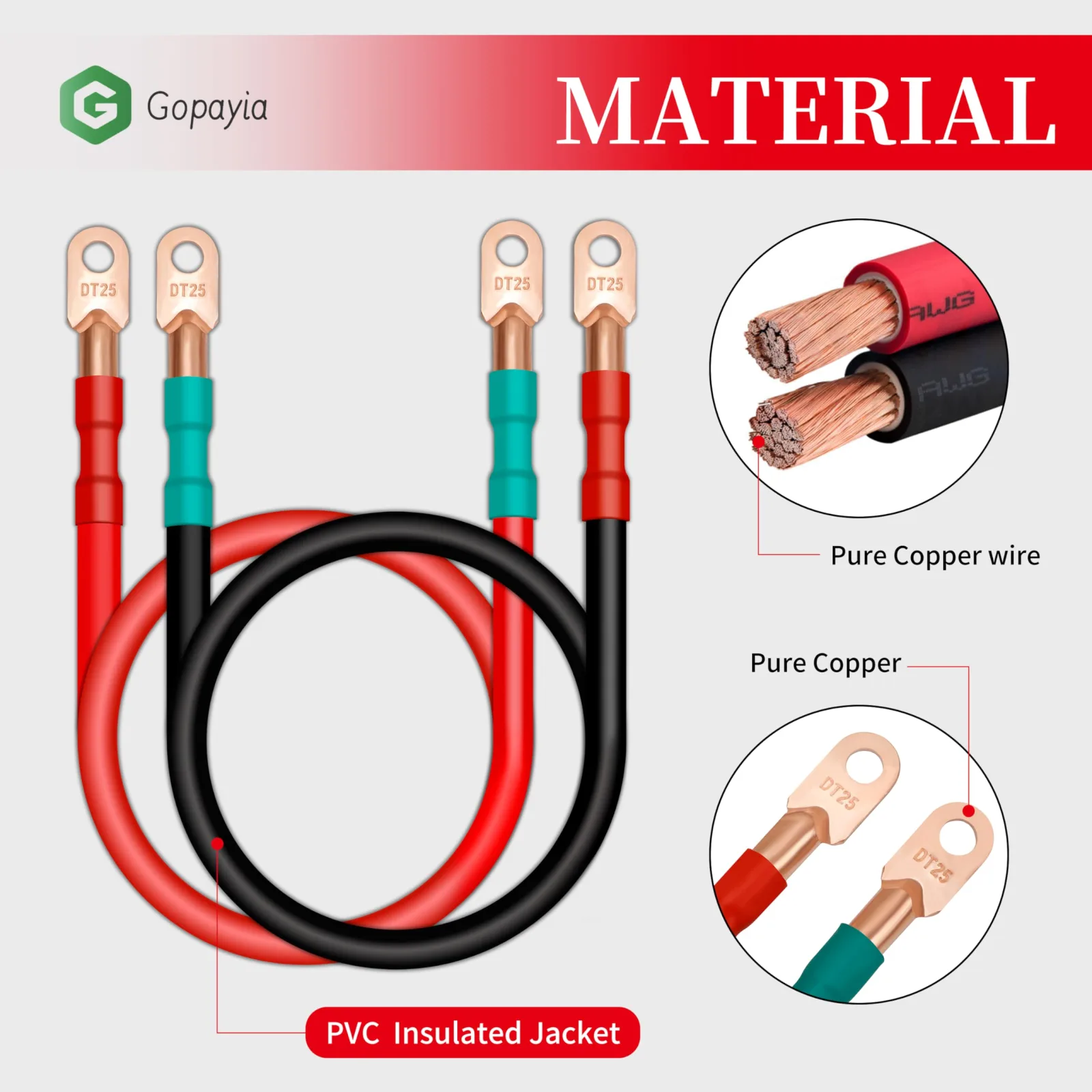 Gopayia 4 AWG Battery Cables for E-Z-GO TXT 18-Inch image 3