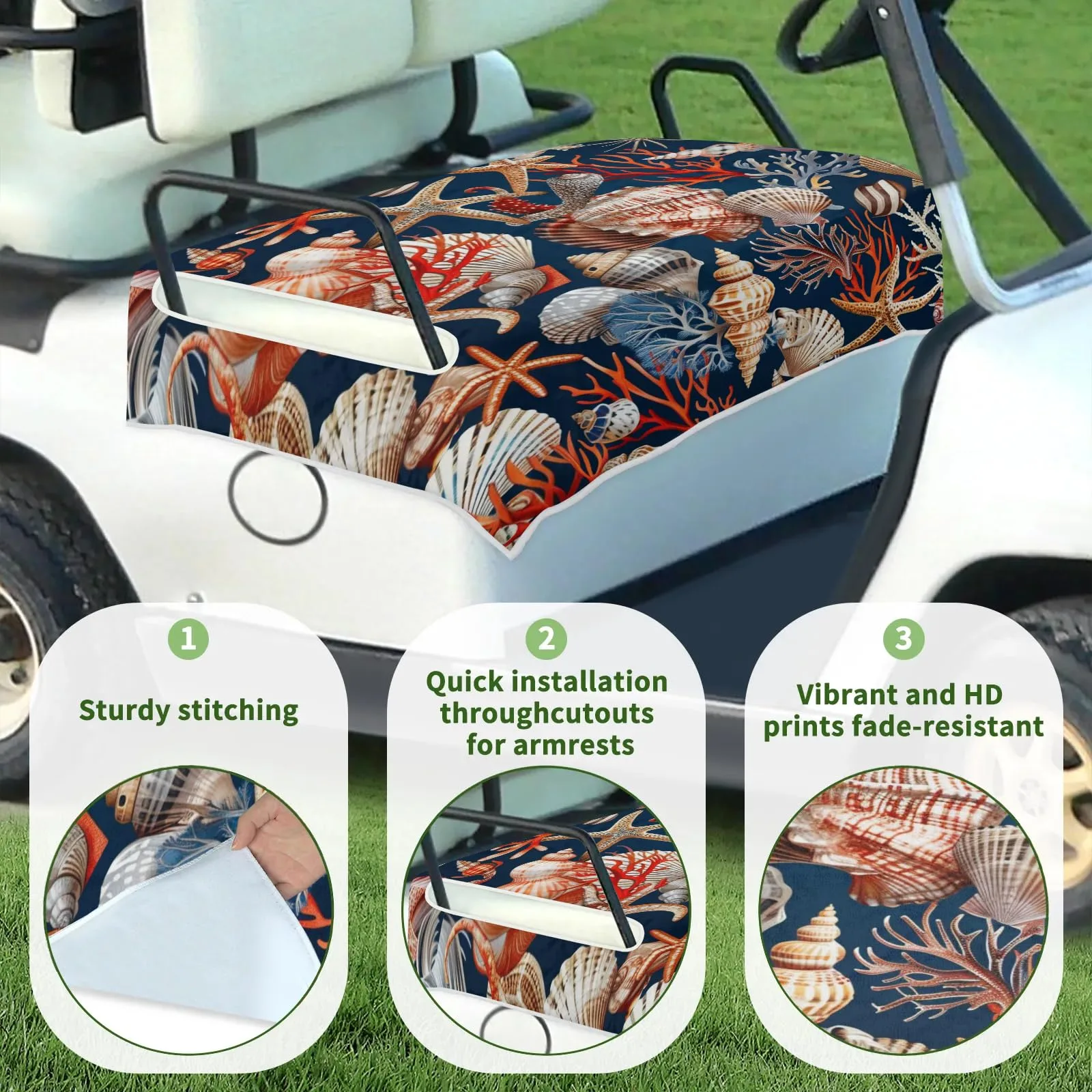Tiveruda Golf Cart Seat Cover for Double Seats image 3