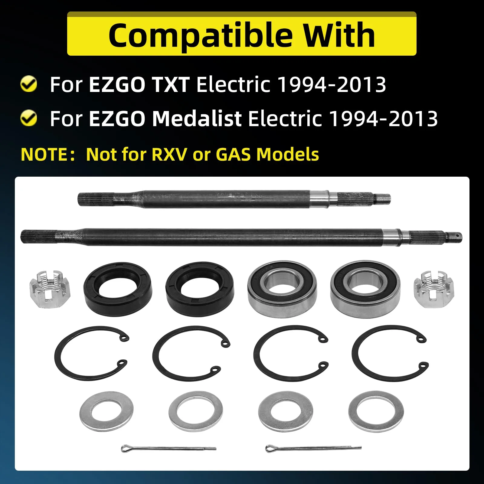 E-Z-GO TXT Medalist Rear Axle Shaft Kit 1994-2013 image 2