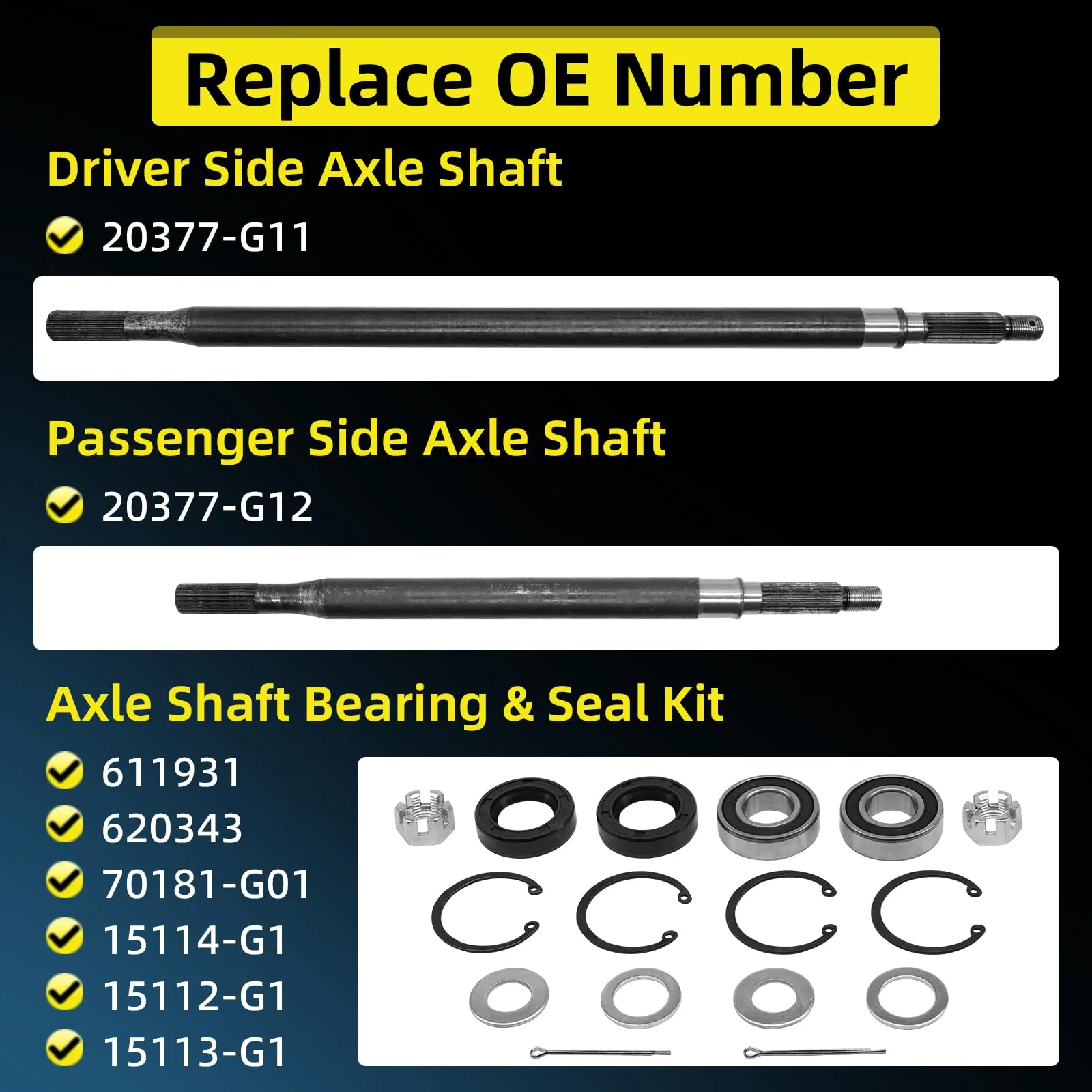 E-Z-GO TXT Medalist Rear Axle Shaft Kit 1994-2013 image 3
