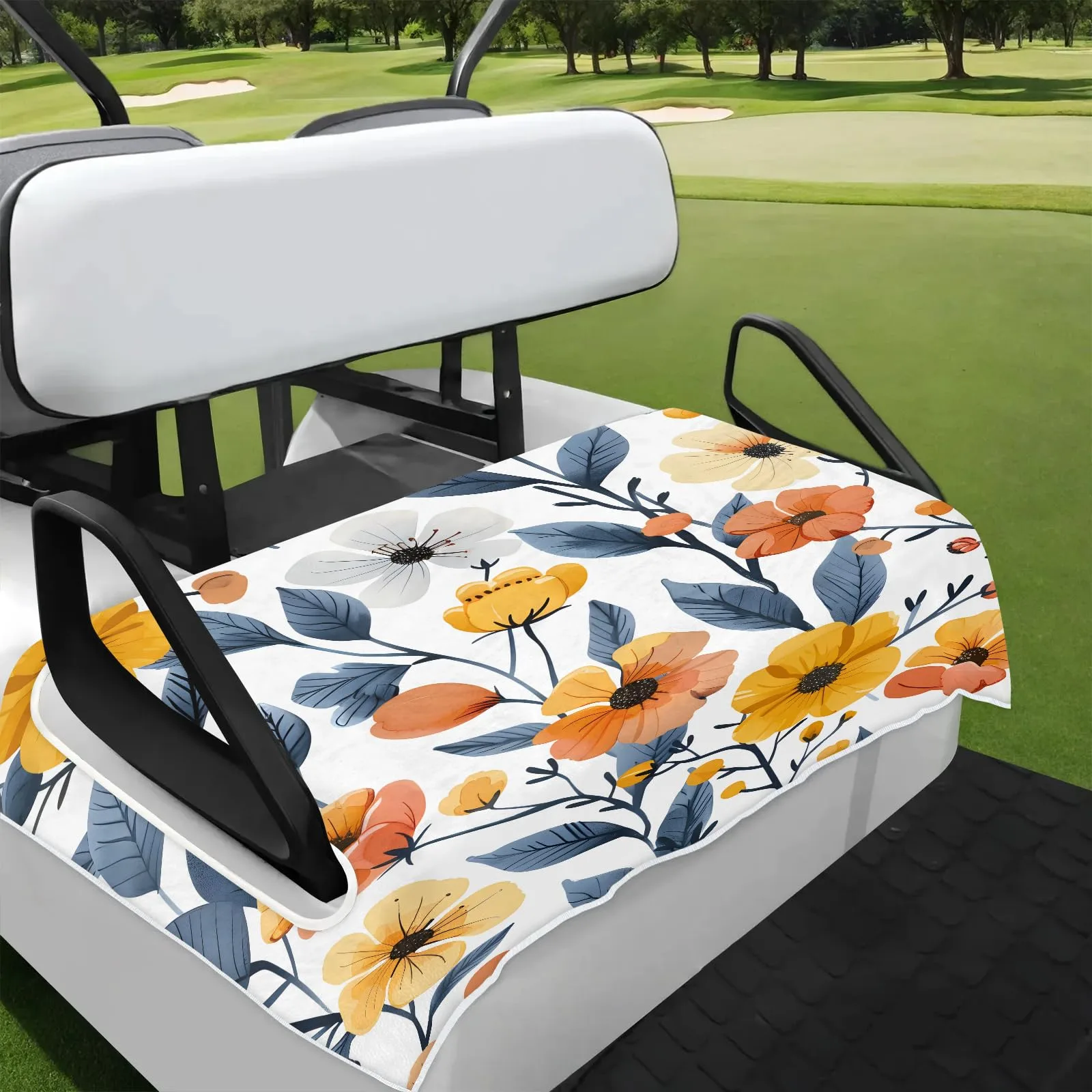 Tiveruda Floral Golf Cart Seat Cover for Double Seats