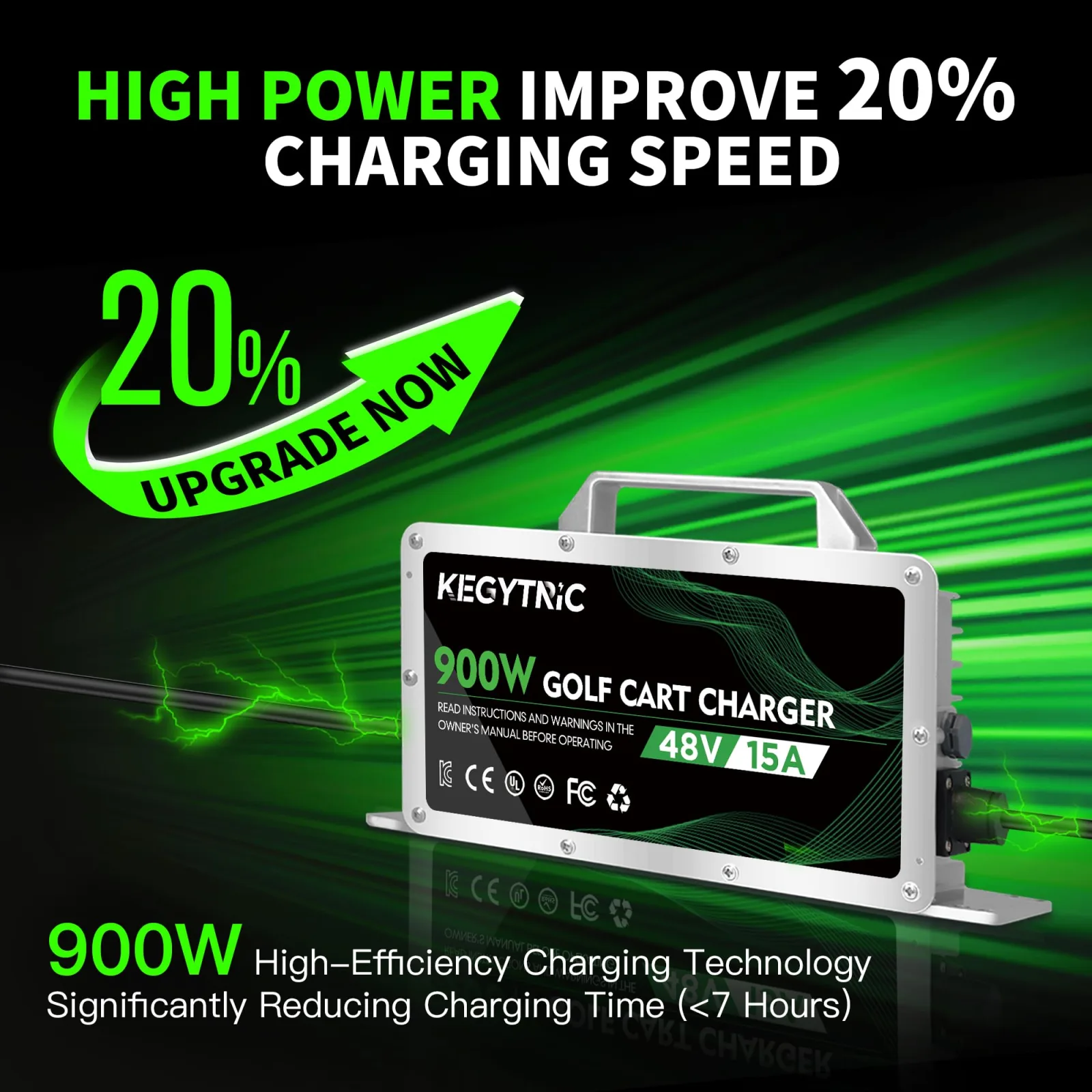 Kegytric 48V 15A Smart Battery Charger for Club Car DS/Precedent image 2