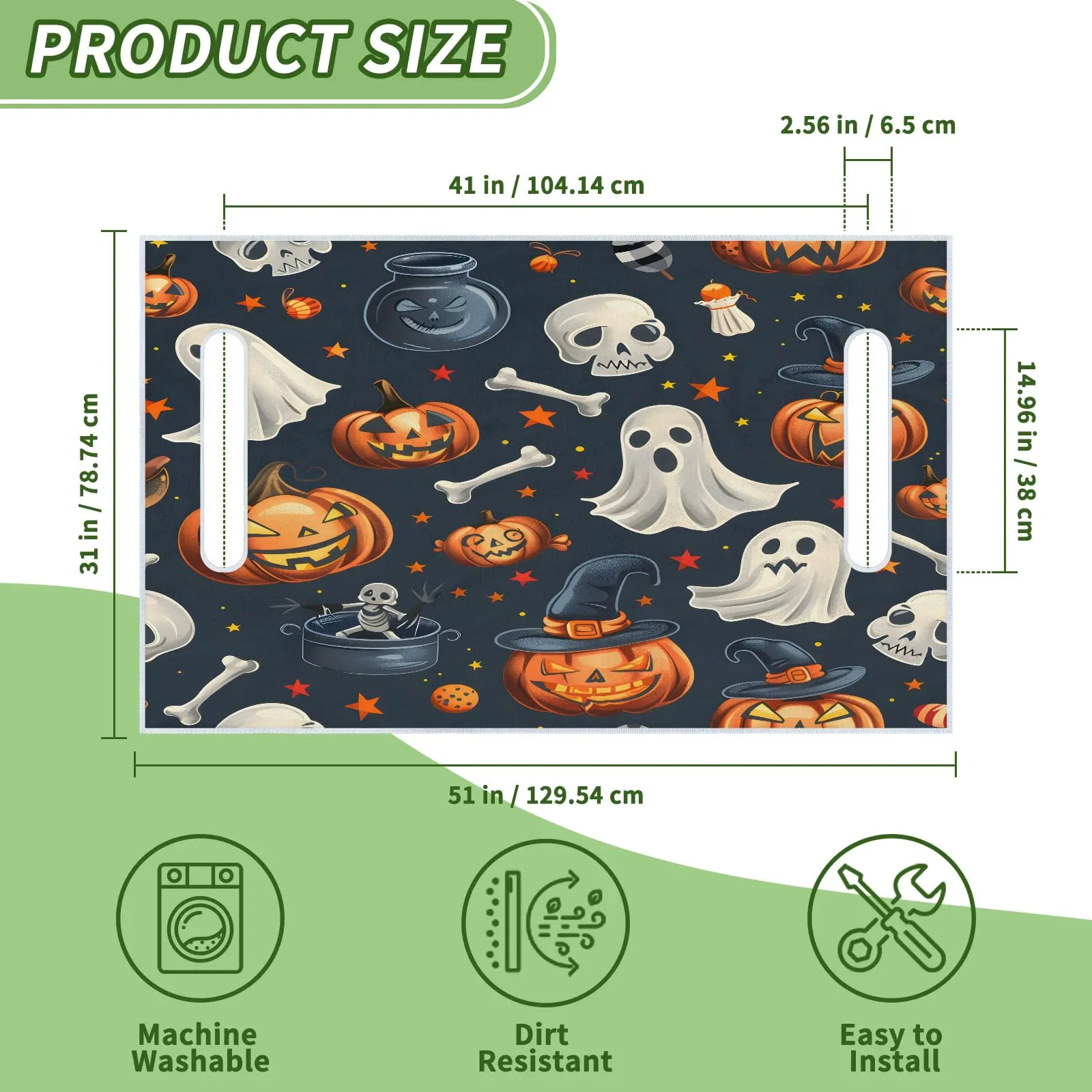 Tiveruda Halloween Ghost Bone Golf Cart Seat Cover image 2