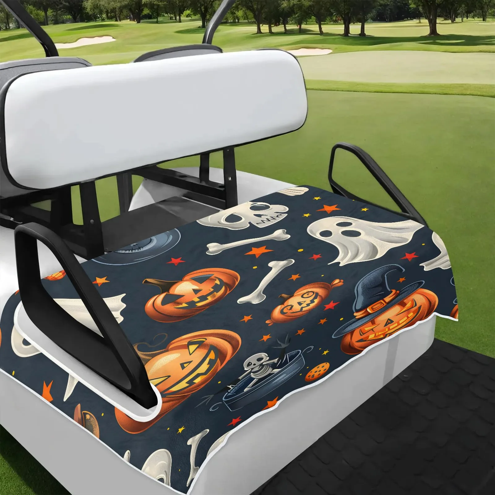 Tiveruda Halloween Ghost Bone Golf Cart Seat Cover