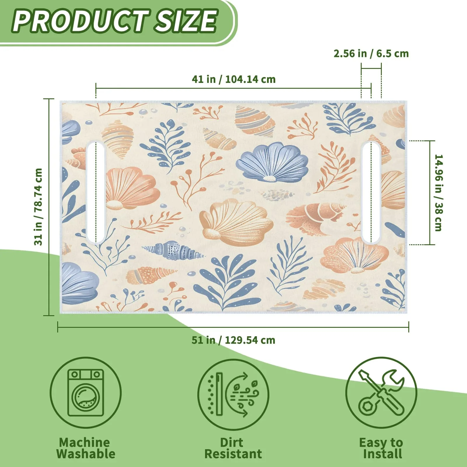 Tiveruda Ocean Shell Golf Cart Seat Cover, 51 x 31 in image 2