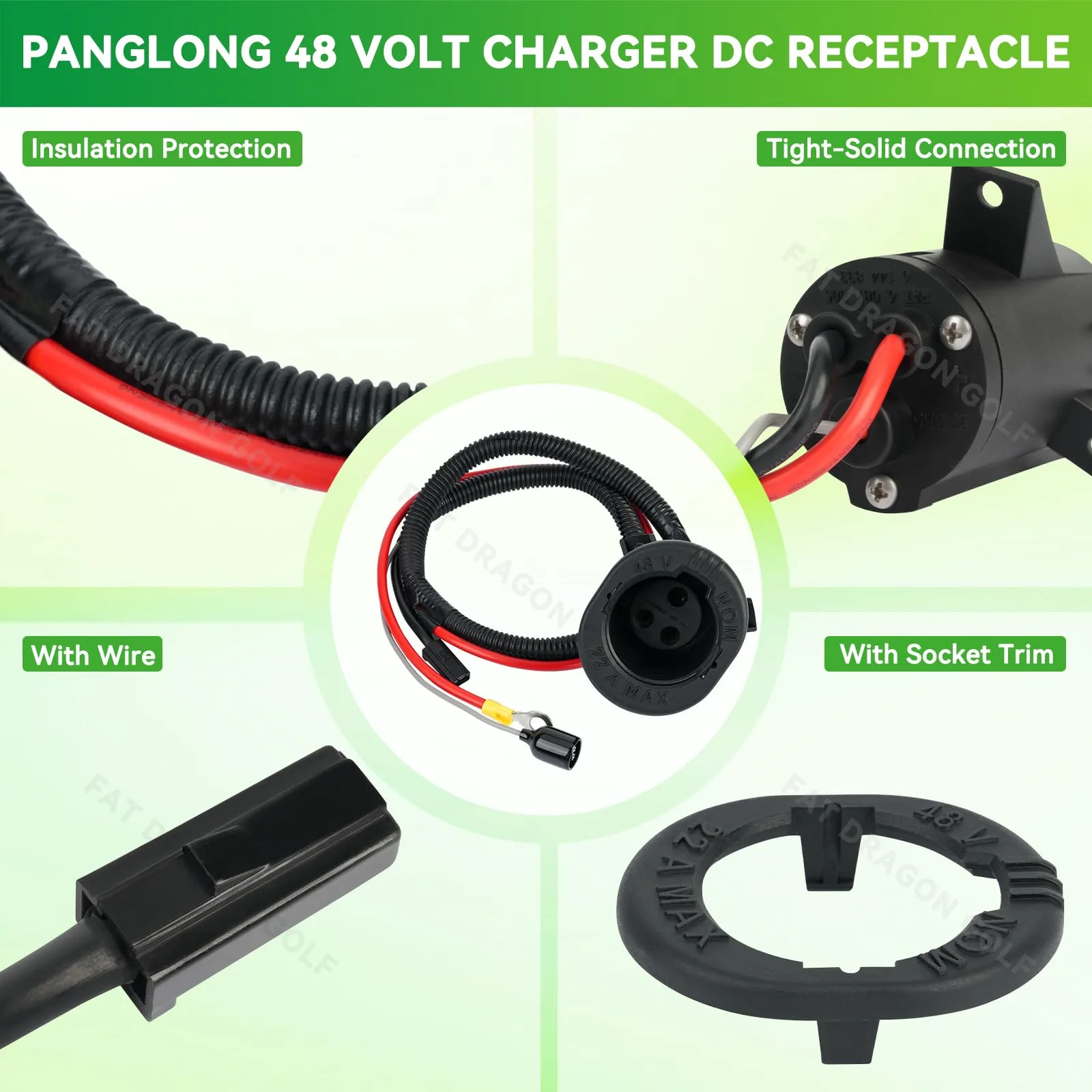 Panglong 48V Club Car Precedent Charger Receptacle Kit image 2