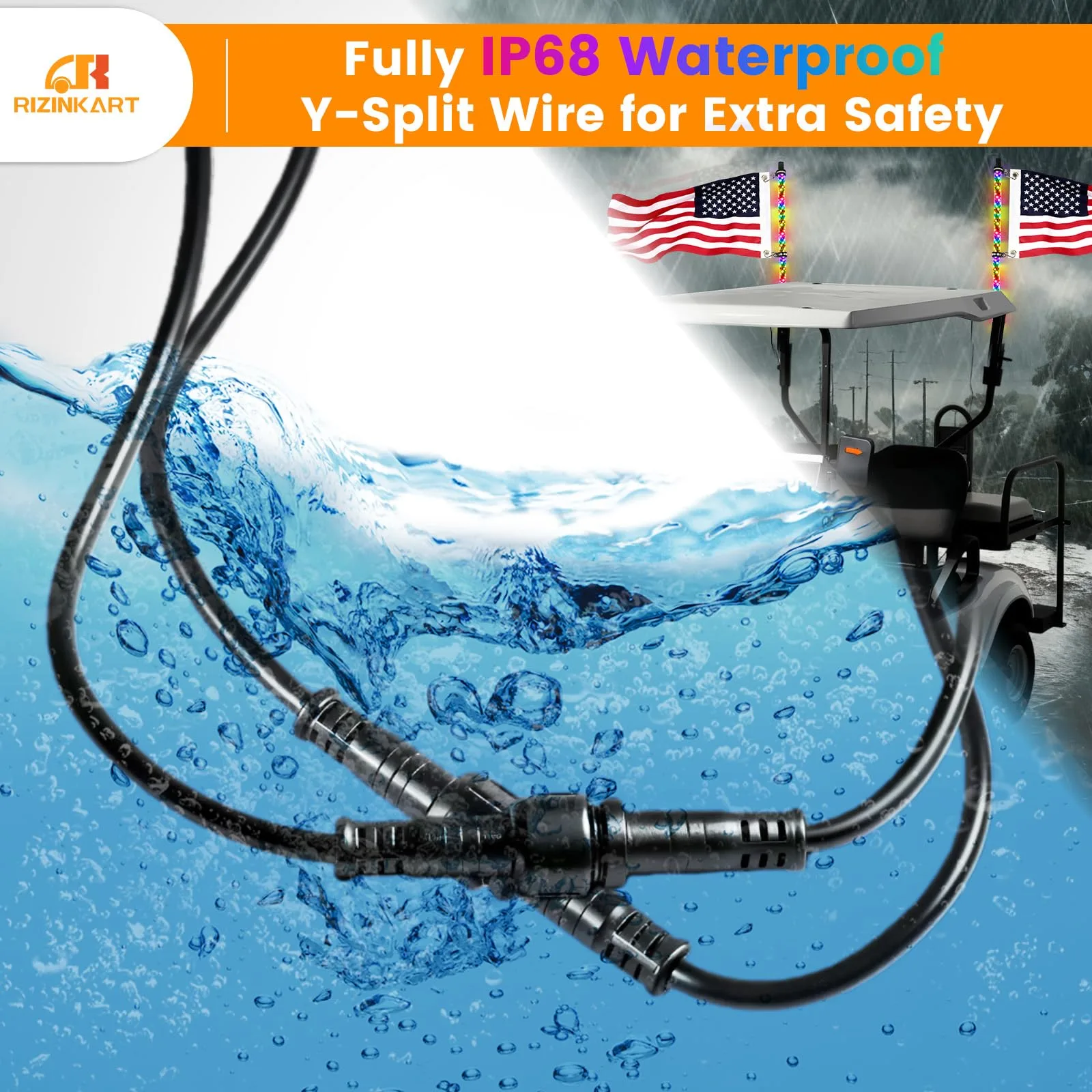 RIZINKART 67-Inch RGB Whip Light Y-Splitter Cables image 4