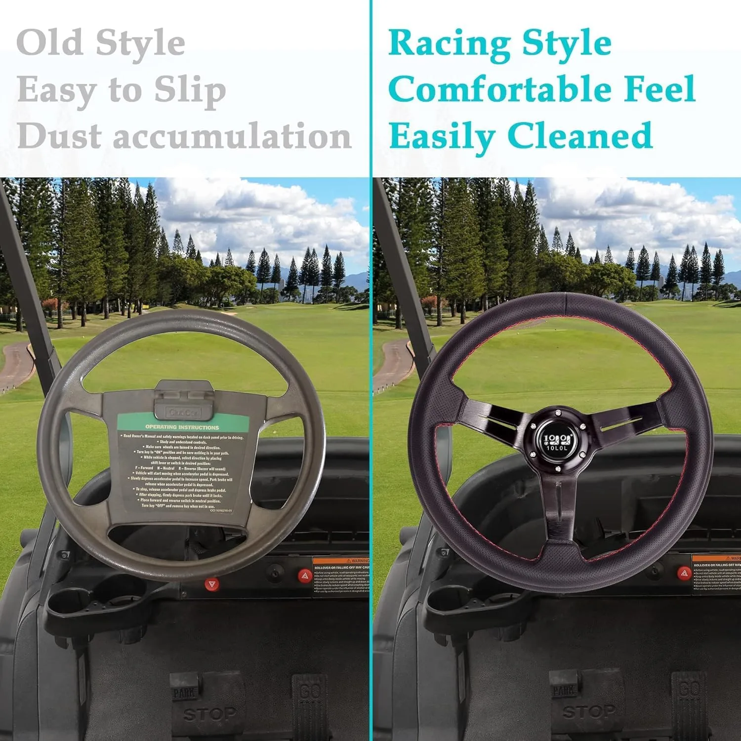 10L0L 12.5-Inch Golf Cart Steering Wheel ACC-00540-C-B12 image 2